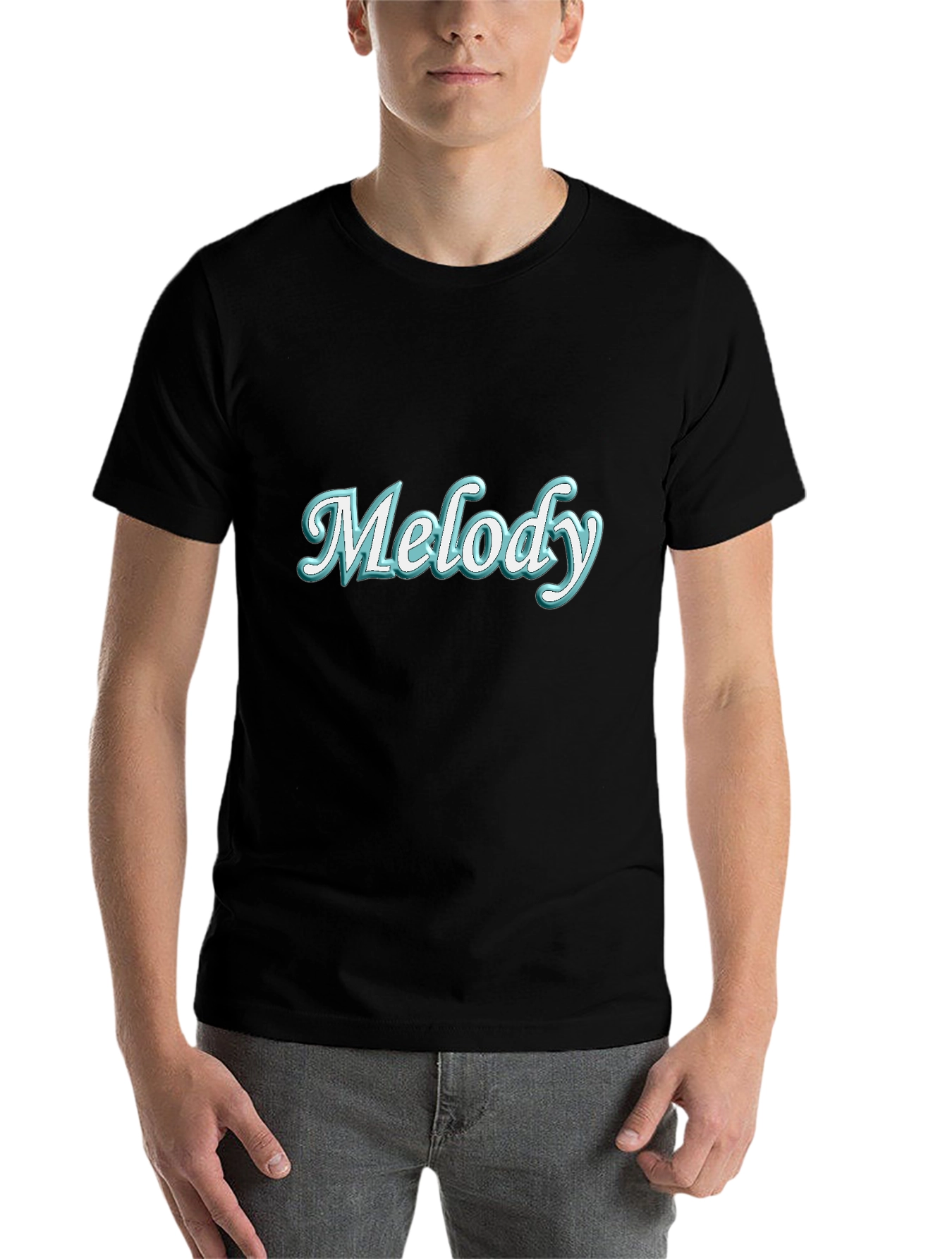 Black Melody Graphic Tee - Trendy Black T-Shirt view 7