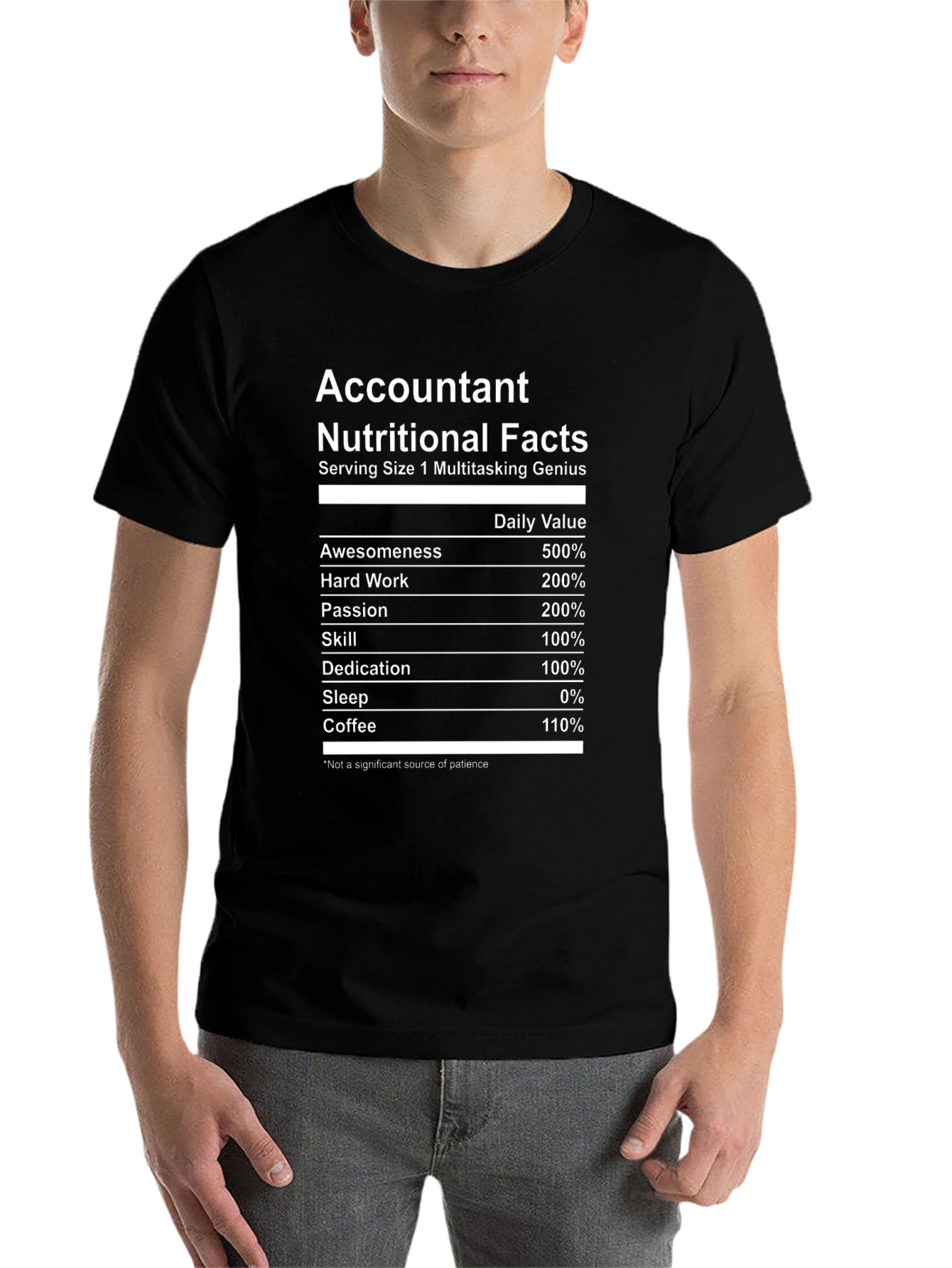 Black Accountant Nutritional Facts Funny T-Shirt view 7