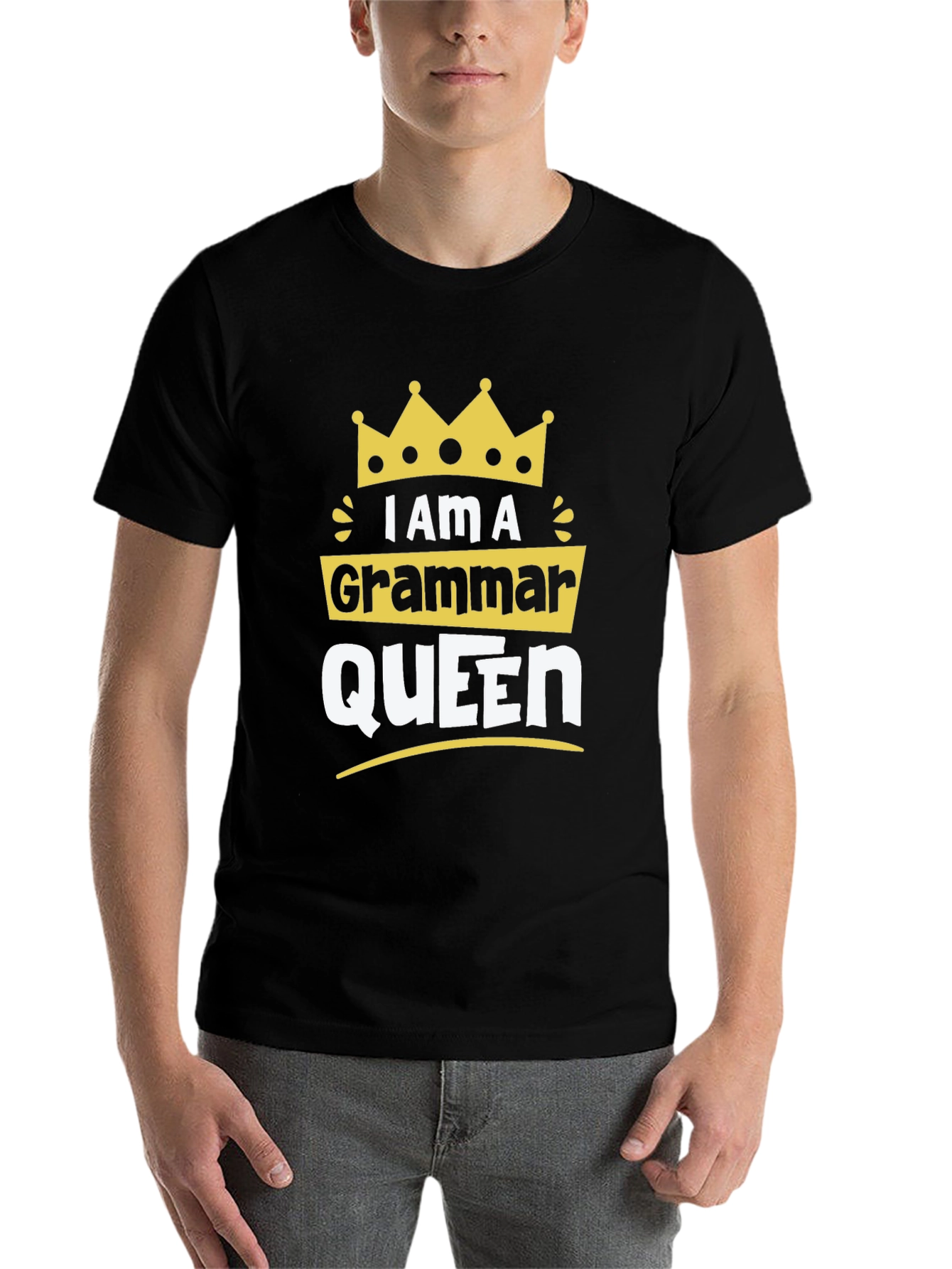 Black I Am A Grammar Queen Graphic T-Shirt view 7