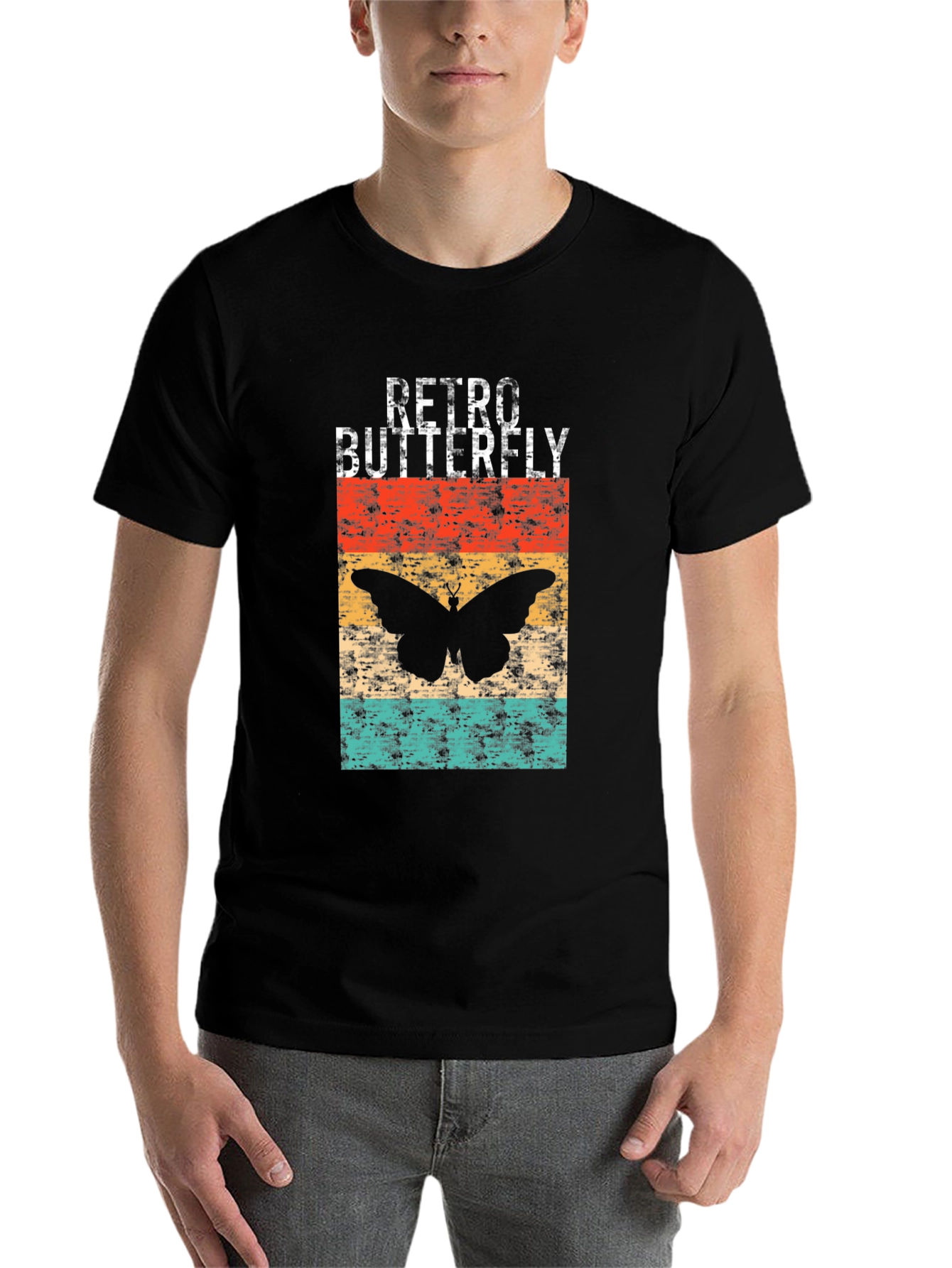 Black Retro Butterfly Graphic T-Shirt view 7