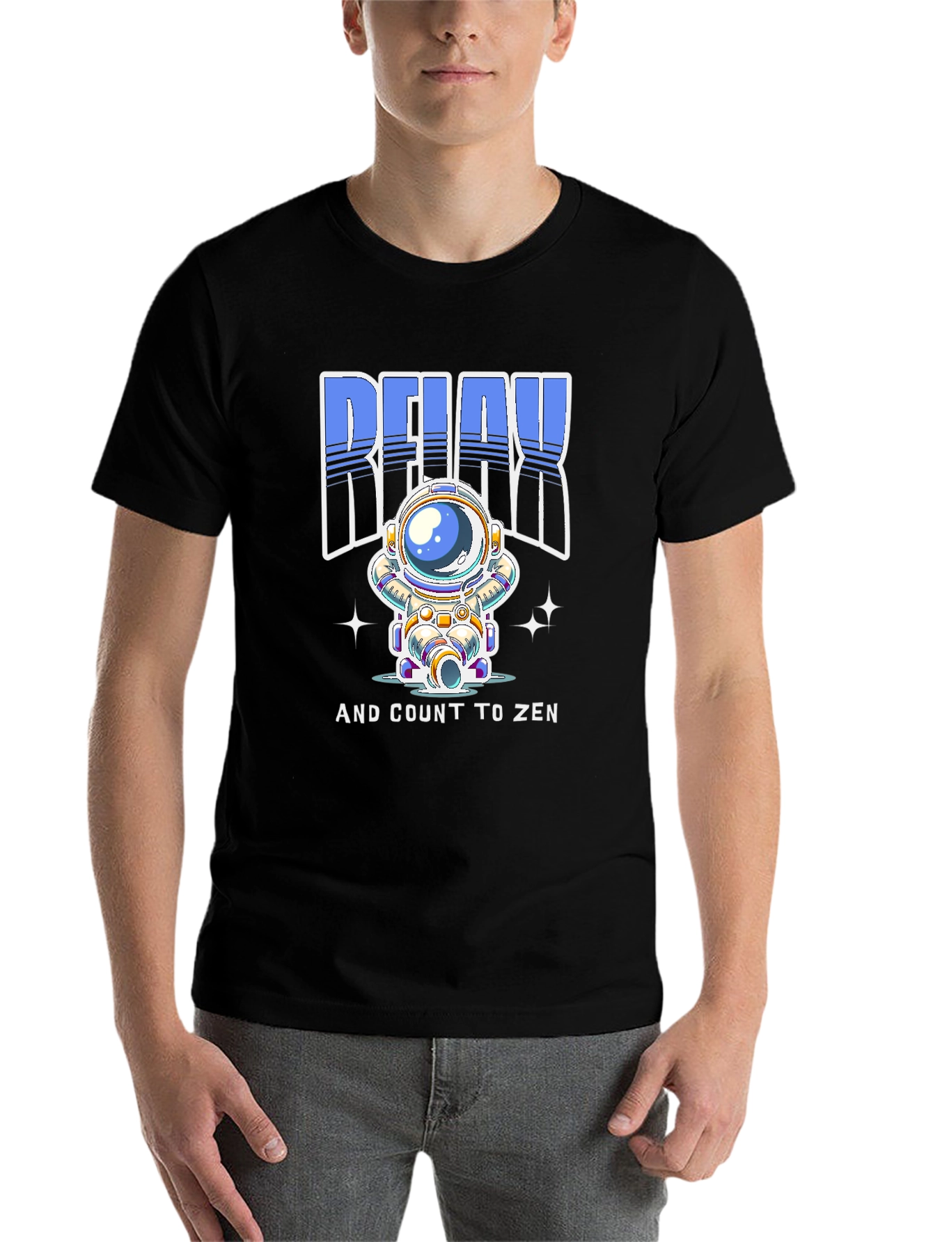 Black Relax Astronaut Graphic Tee - Zen Space T-Shirt view 7