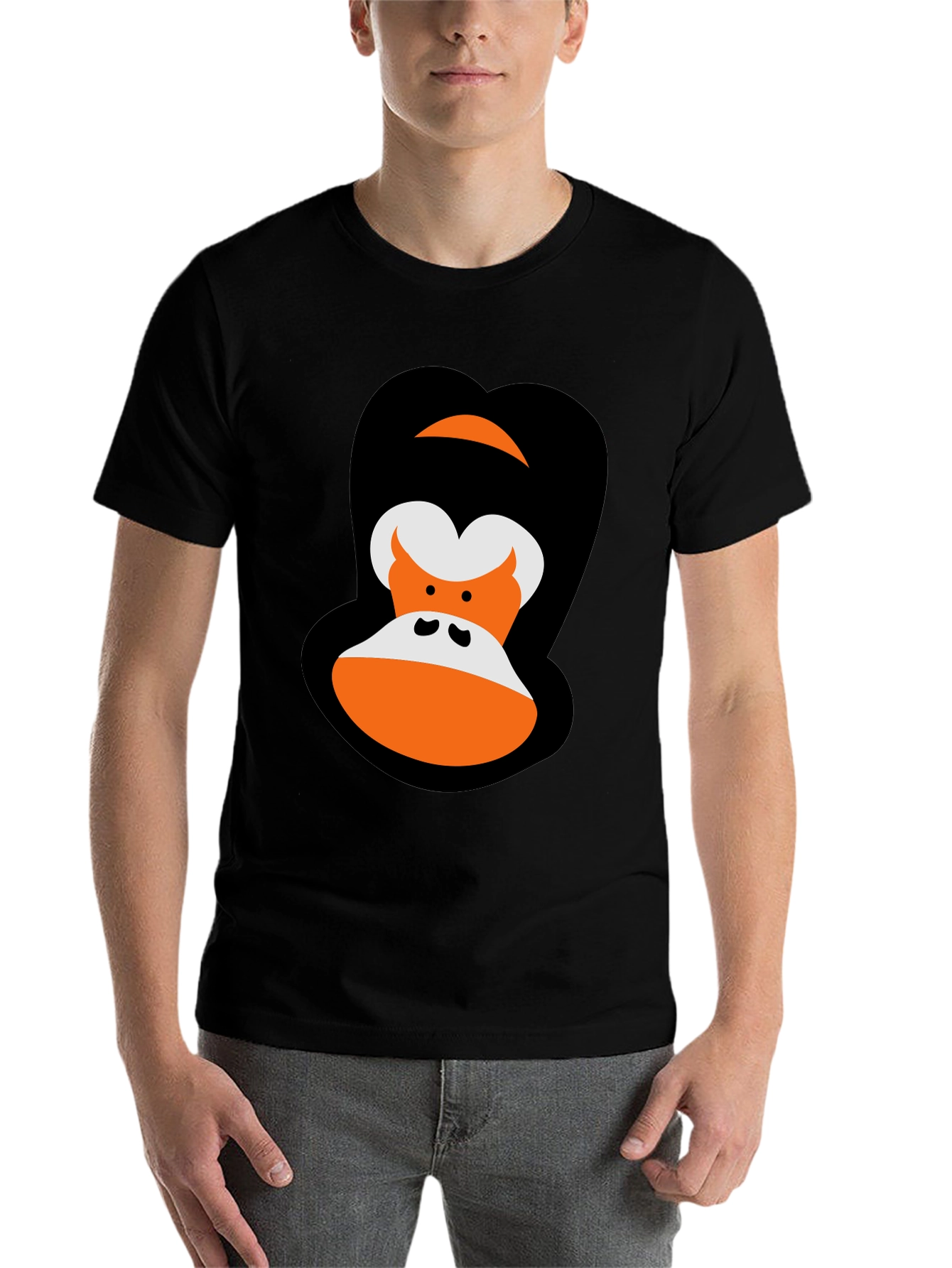 Black Cartoon Gorilla Graphic Tee - Black view 7