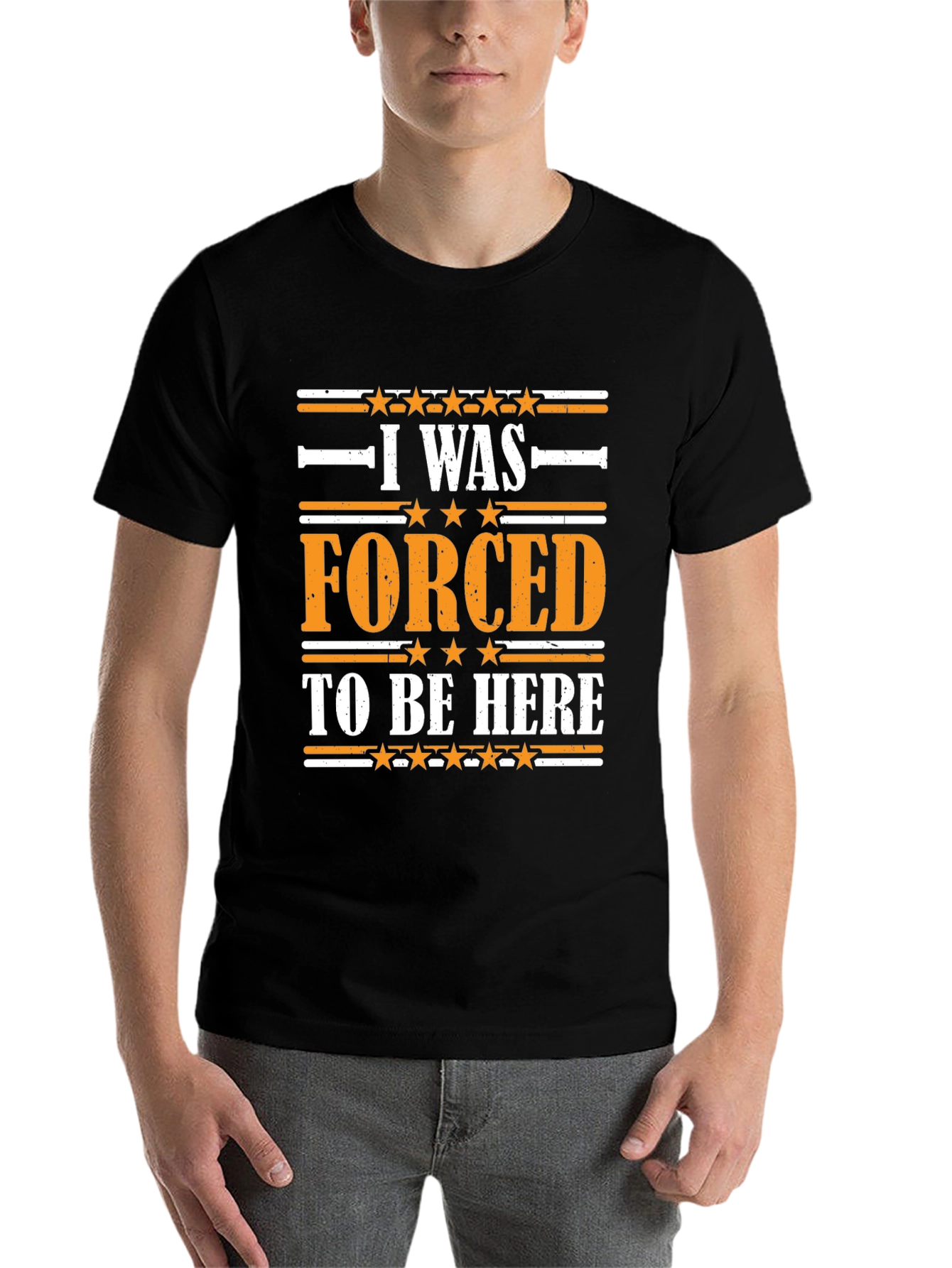 Black Funny 'I Was Forced to Be Here' Graphic T-Shirt view 7