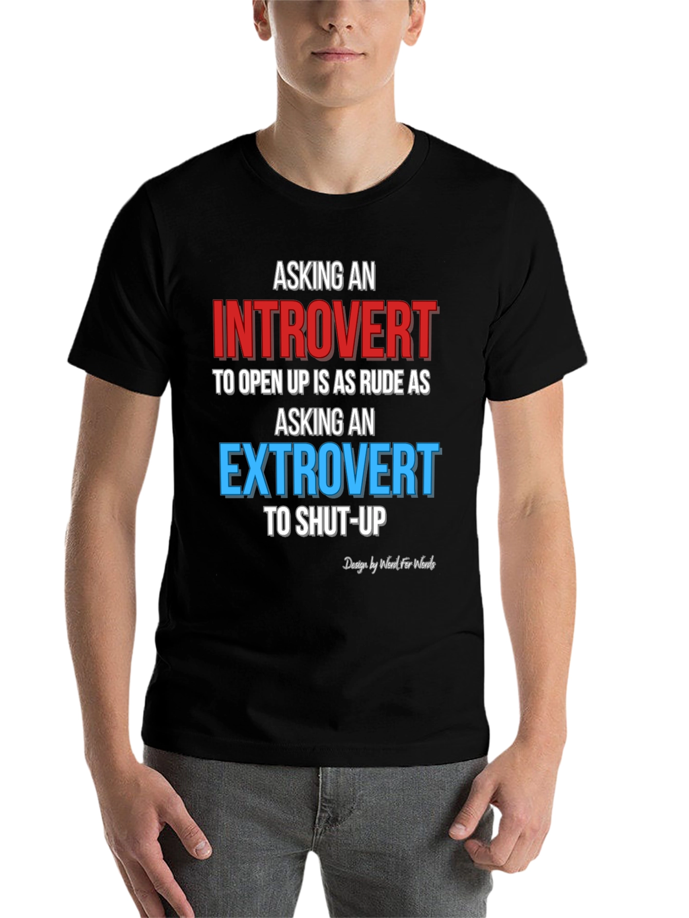 Black Introvert Extrovert Funny T-Shirt view 7