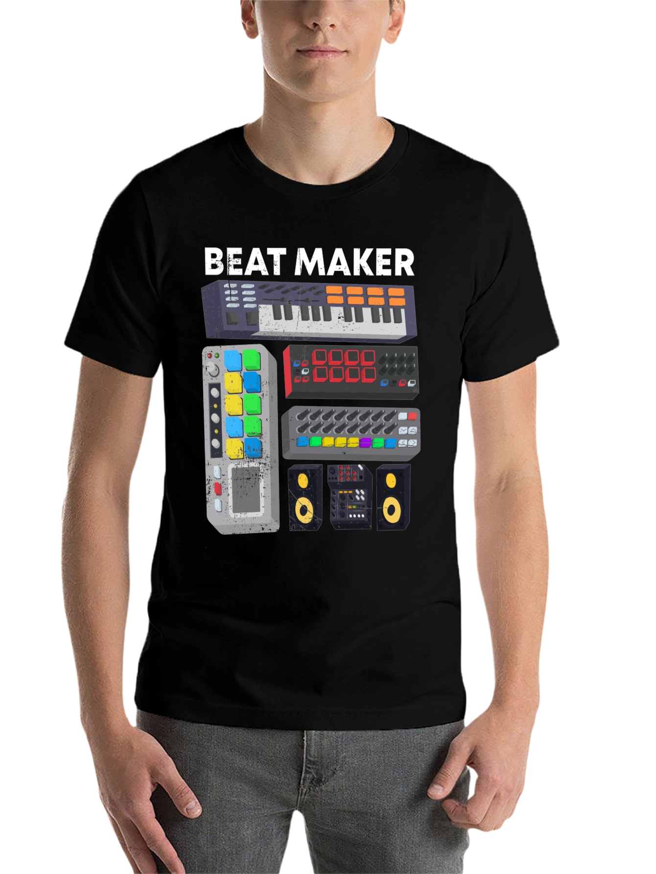 Black Beat Maker Graphic Tee - Music Producer Shirt view 7