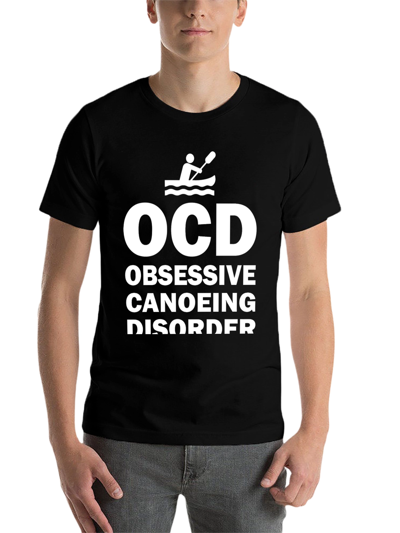 Black OCD Obsessive Canoeing Disorder Novelty T-Shirt view 7