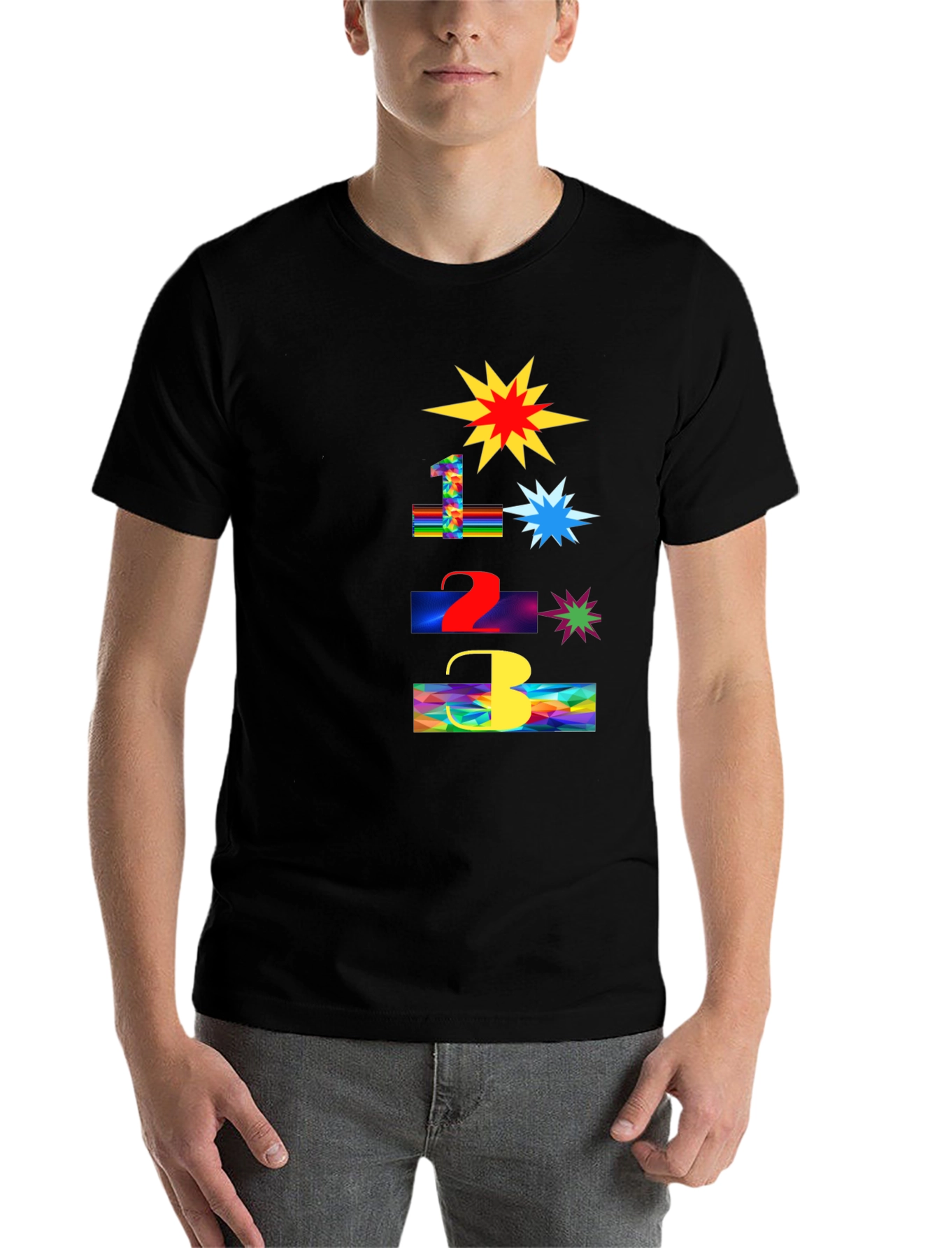 Black Fun Number Blast T-Shirt - Colorful Graphic Tee view 7