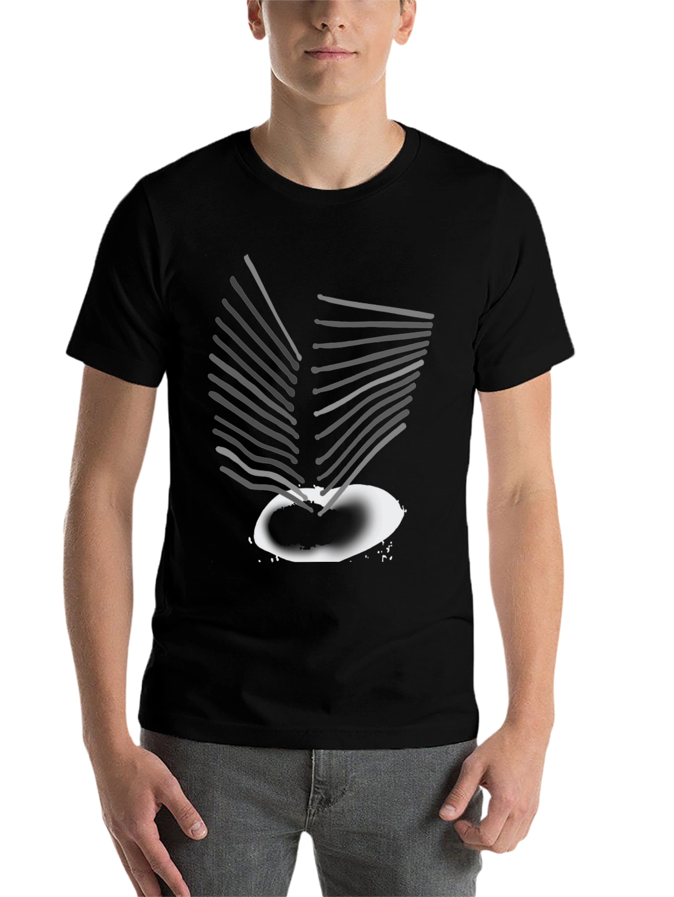 Black Abstract Graphic Print Tee - Modern Art Shirt view 7