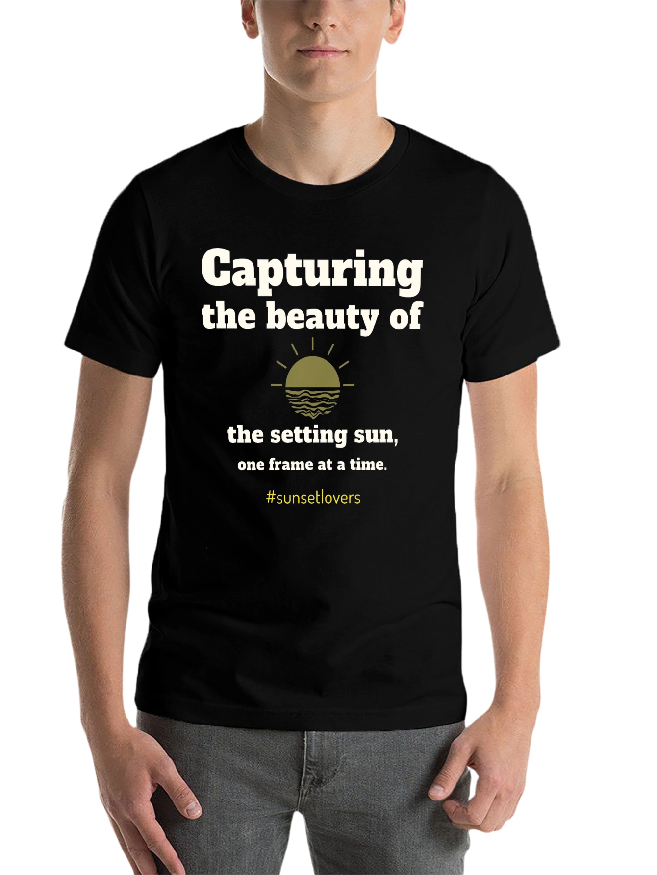 Black Sunset Lovers Graphic T-Shirt - Capturing Beauty Tee view 7