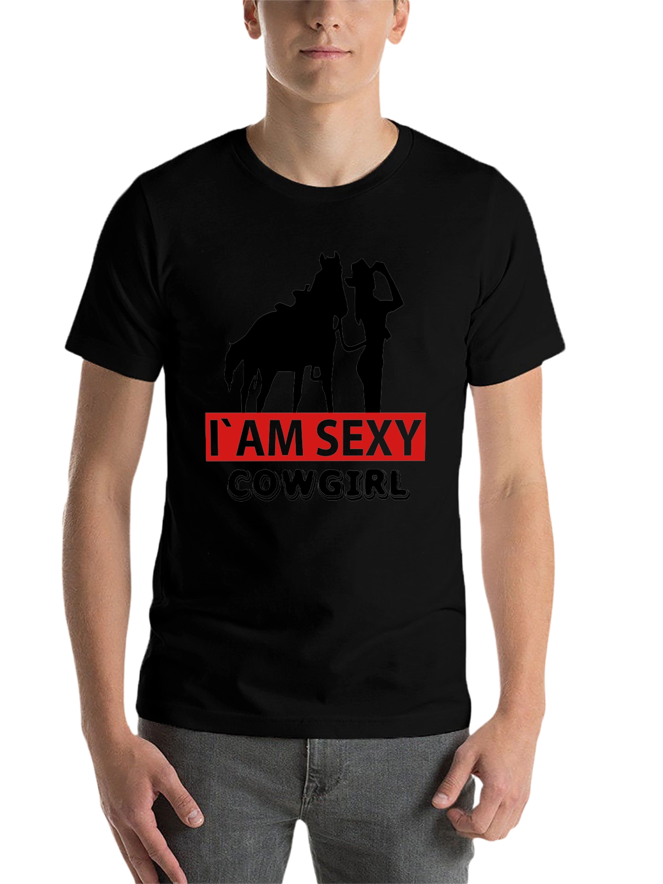 Black I'm Sexy Cowgirl Graphic Tee - Black Unisex T-Shirt view 7