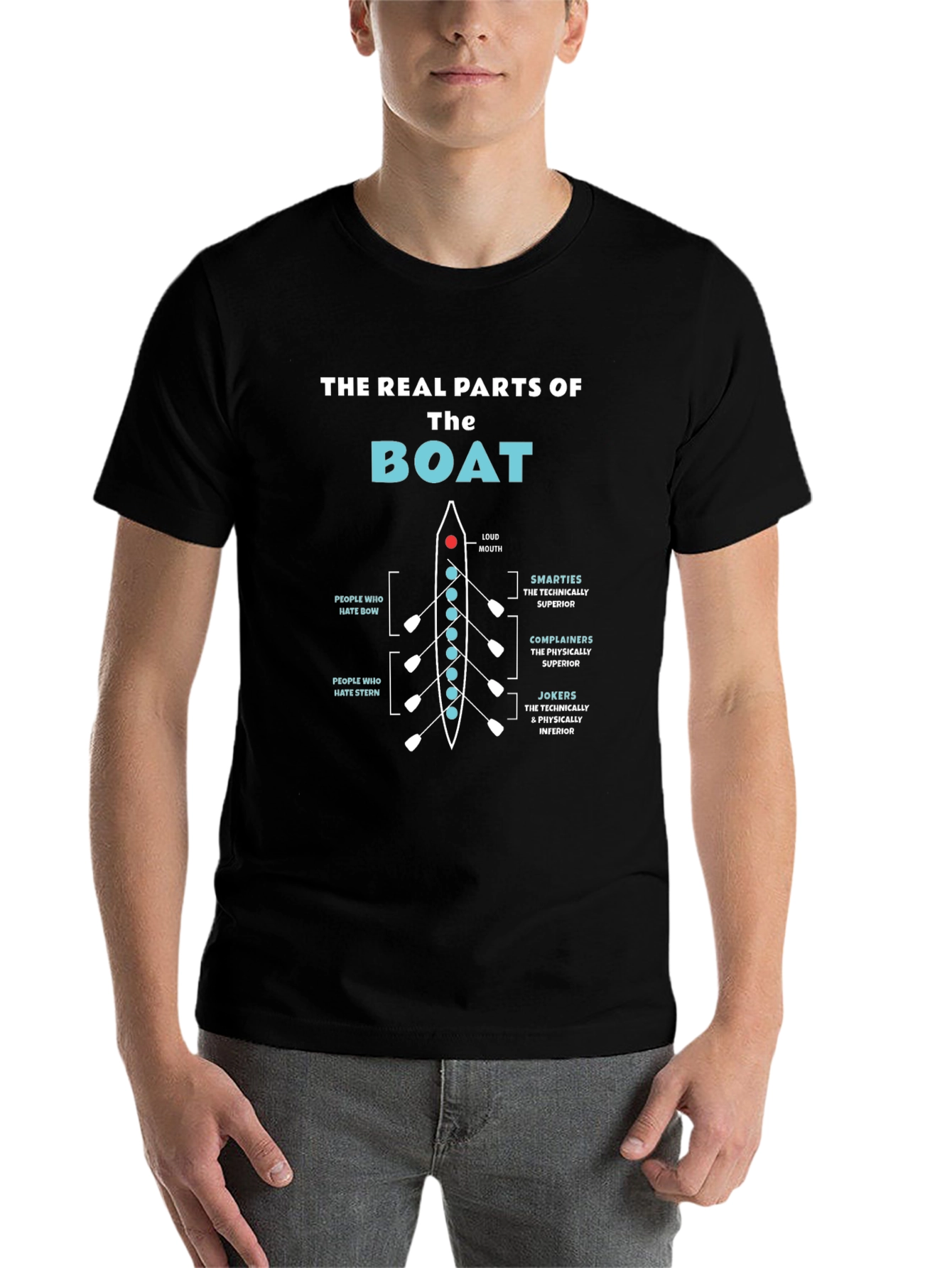 Black The Real Parts of The Boat Funny Rowing T-Shirt view 7
