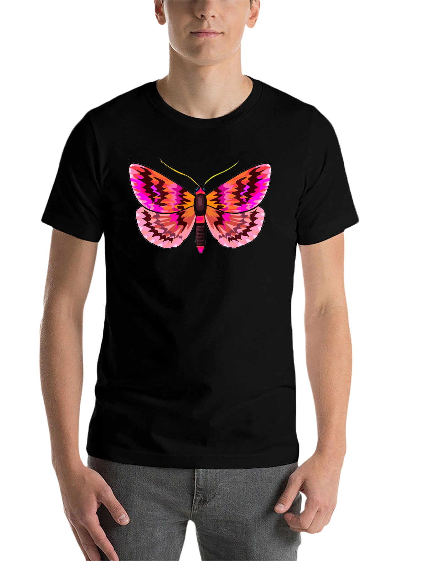 Black Moth Graphic T-Shirt - Unique Butterfly Tee view 7