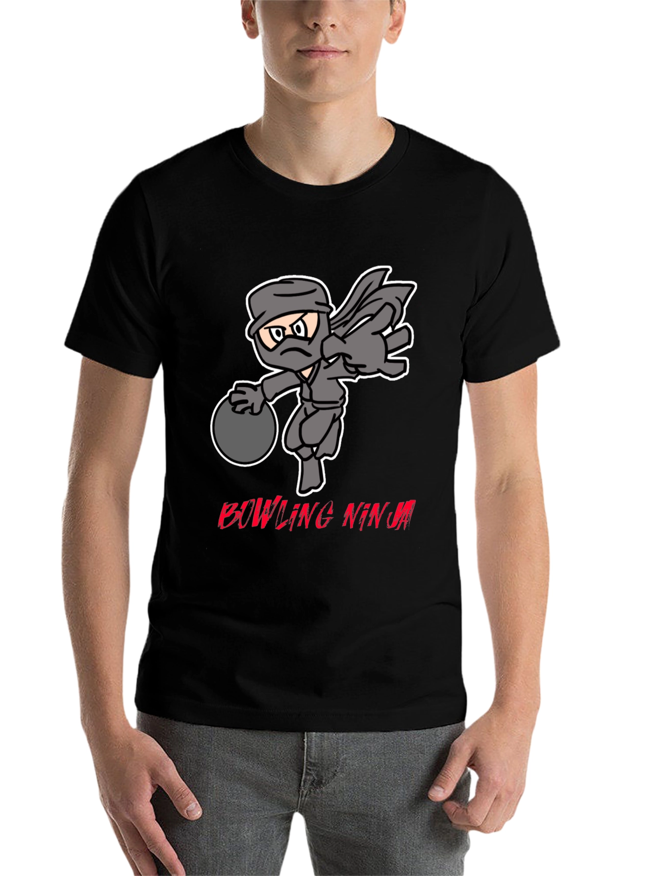 Black Bowling Ninja Graphic Tee - Strike with Stealth! view 7