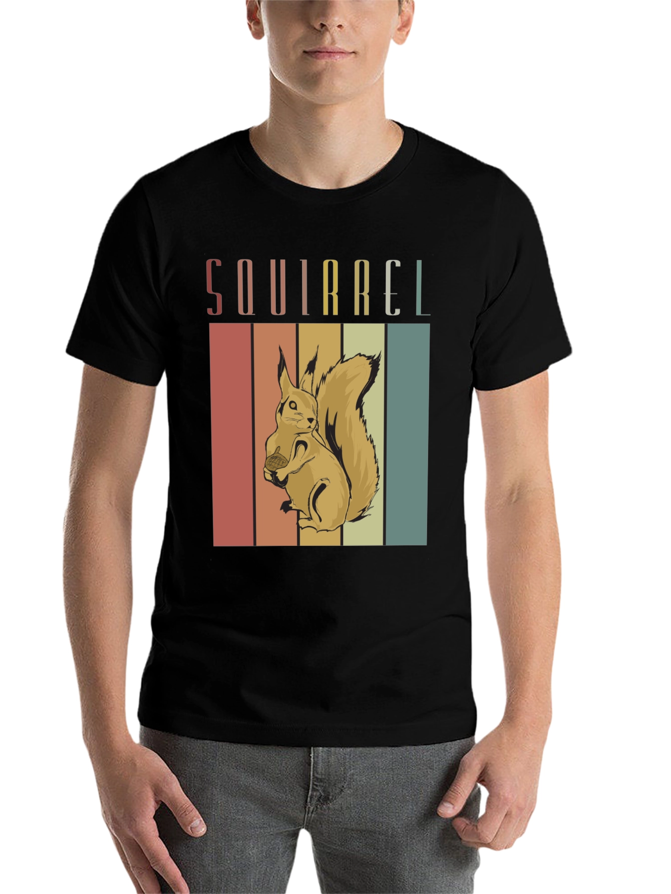 Black Retro Squirrel Graphic T-Shirt - Vintage Style view 7