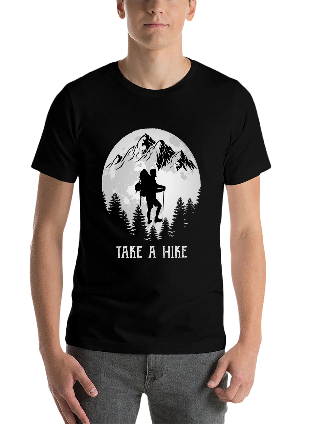 Black Take a Hike Tee: Mountain Adventure T-Shirt view 7