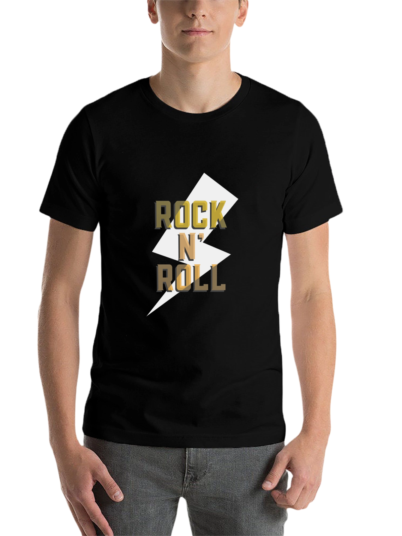 Black Rock N' Roll Graphic Tee - Black Cotton T-Shirt view 7