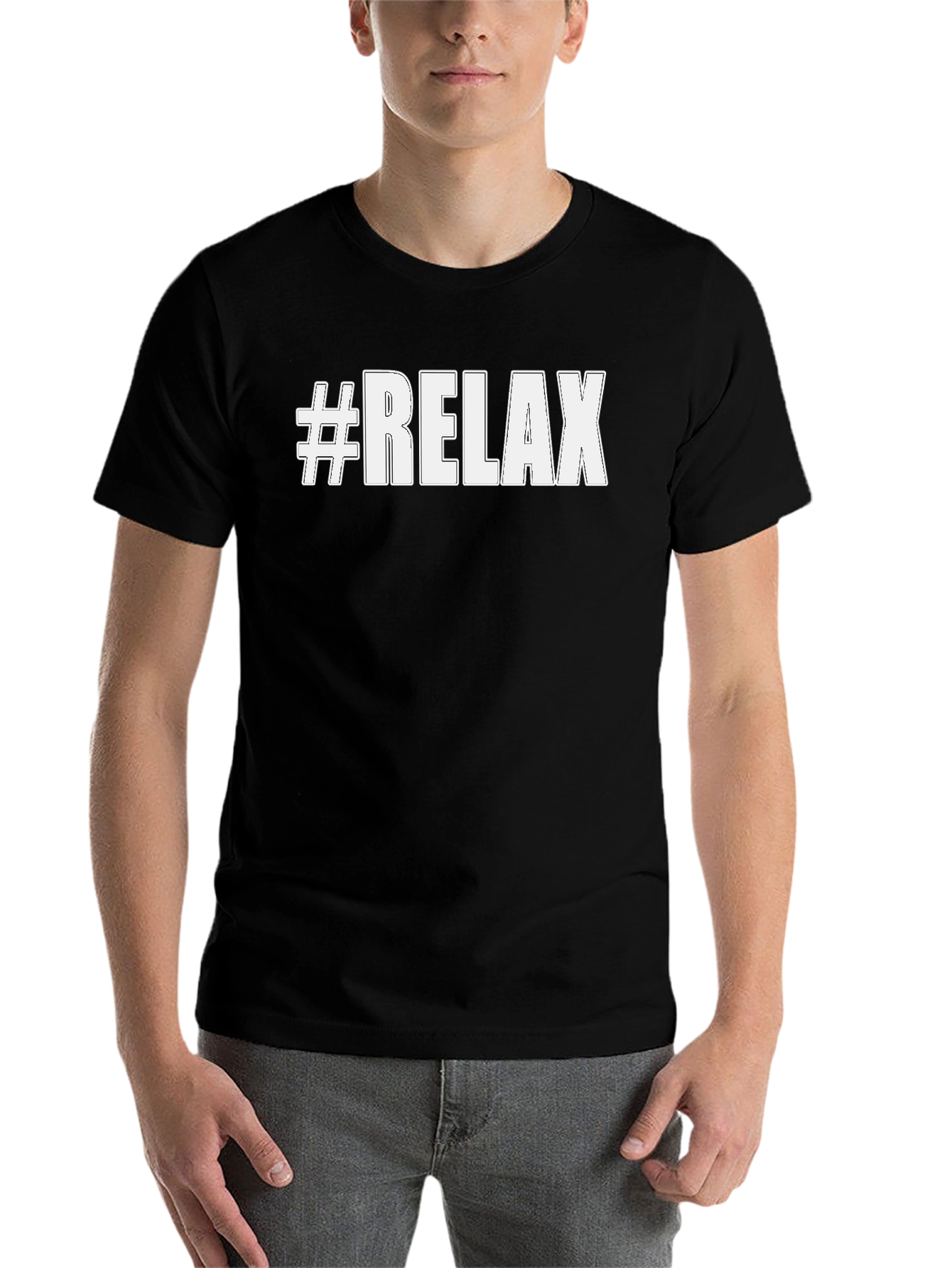 Black #Relax Black Cotton Graphic Tee view 7