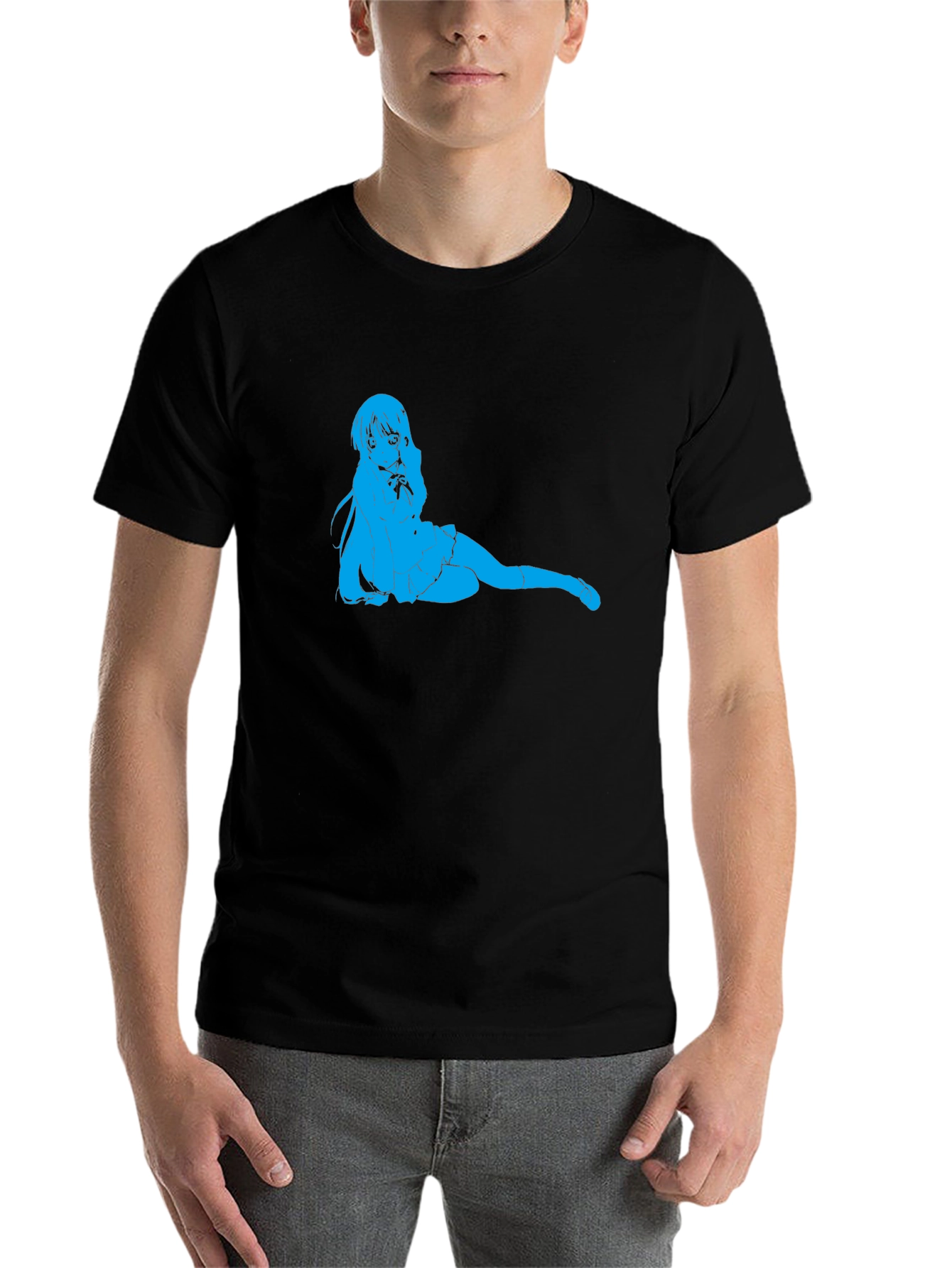 Black Anime Girl Graphic Tee - Black view 7