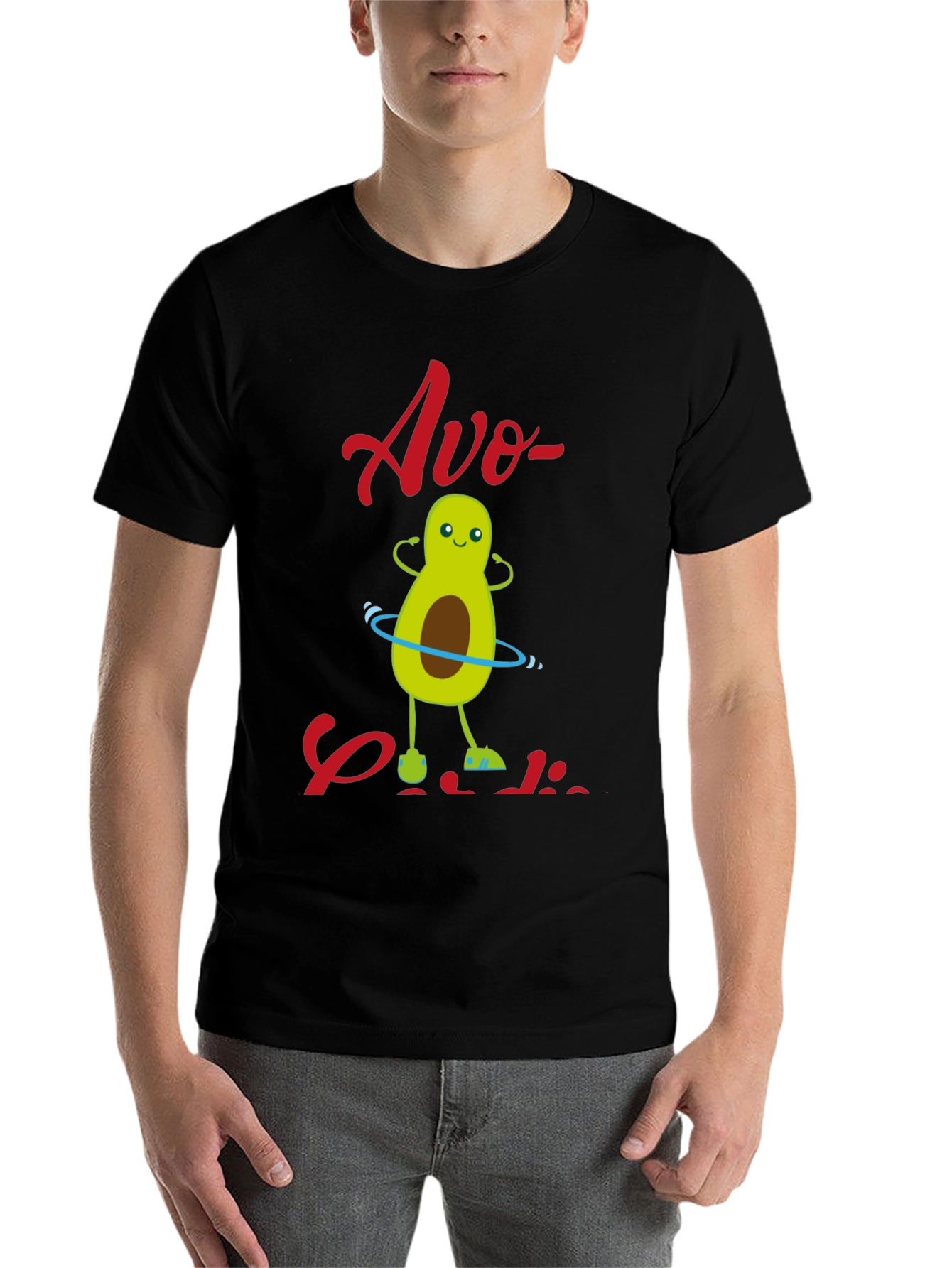 Black Avo-Cardio T-Shirt - Fun Avocado Workout Design view 7