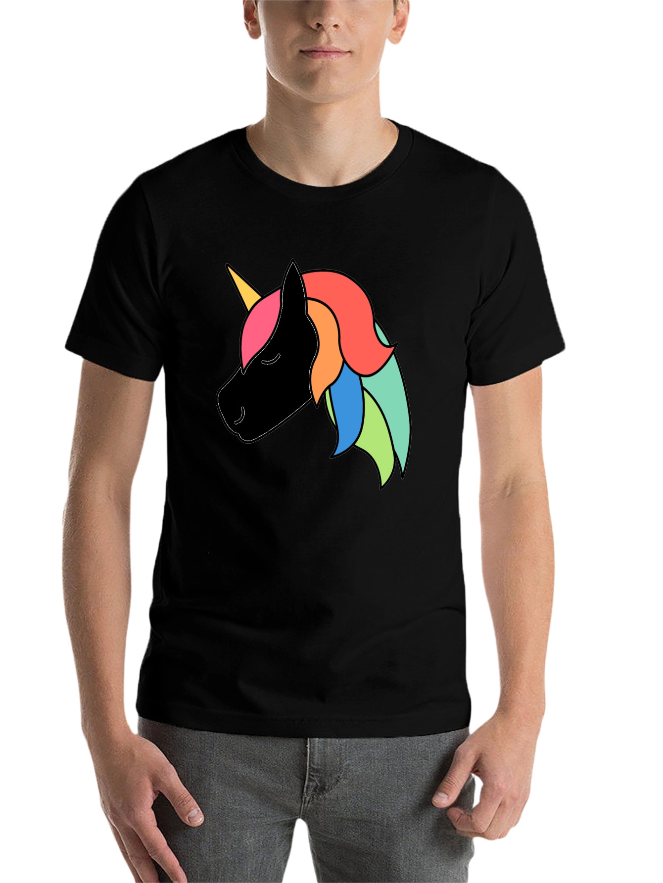 Black Unicorn Graphic Black T-Shirt view 7