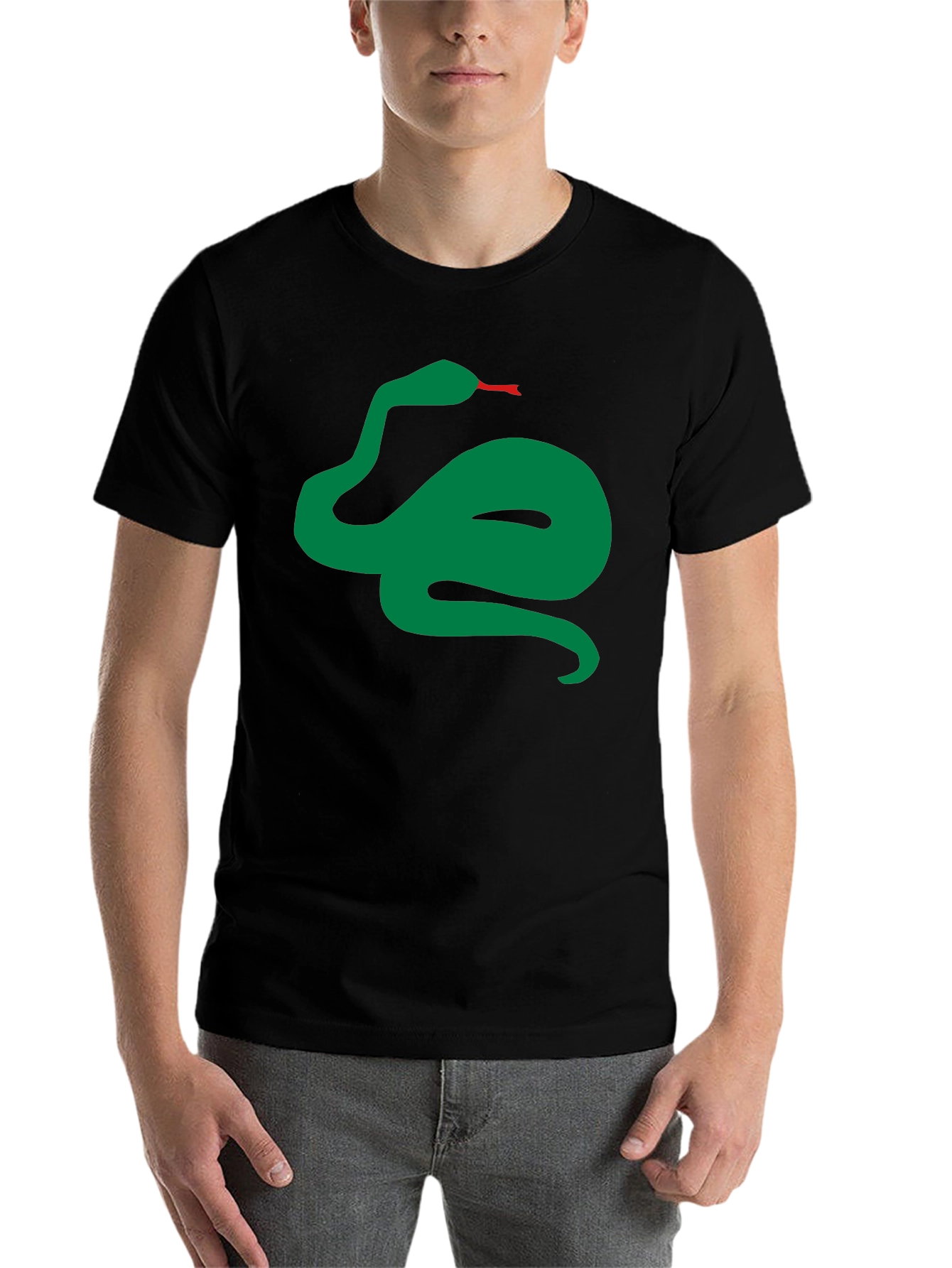 Black Green Snake Graphic Black T-Shirt view 7