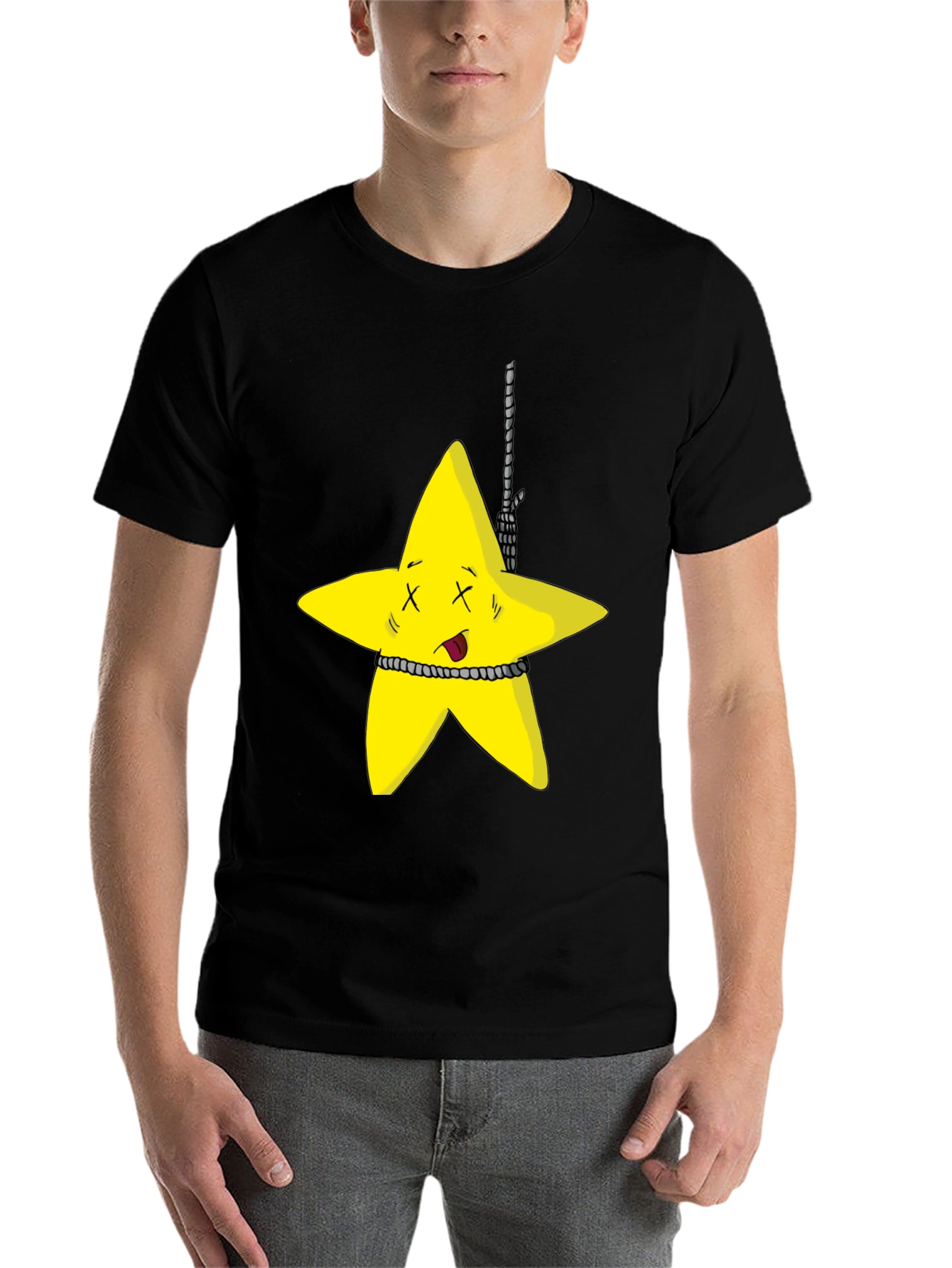 Black Cartoon Star Graphic Black T-Shirt view 7