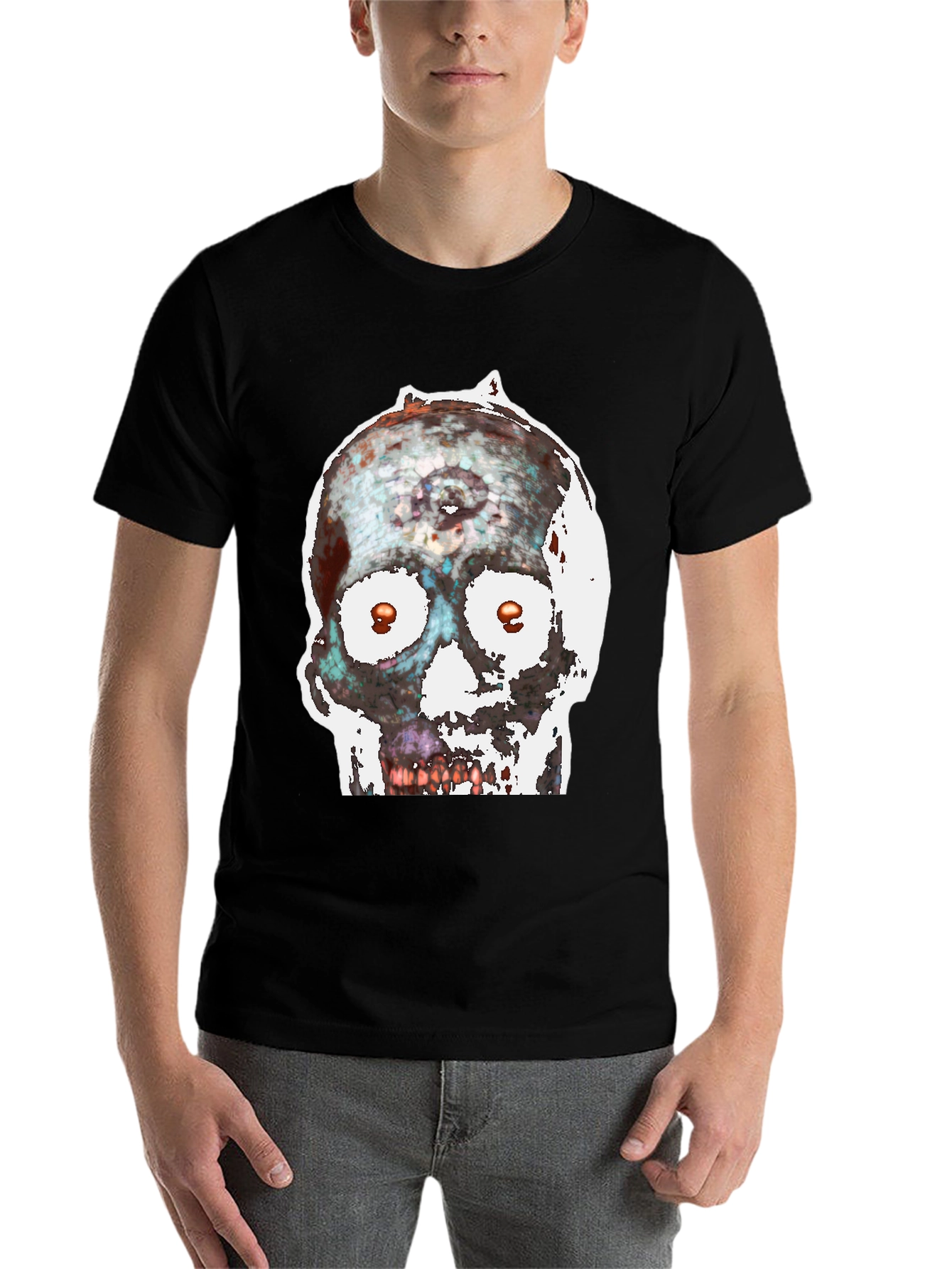 Black Edgy Skull Graphic Tee view 7