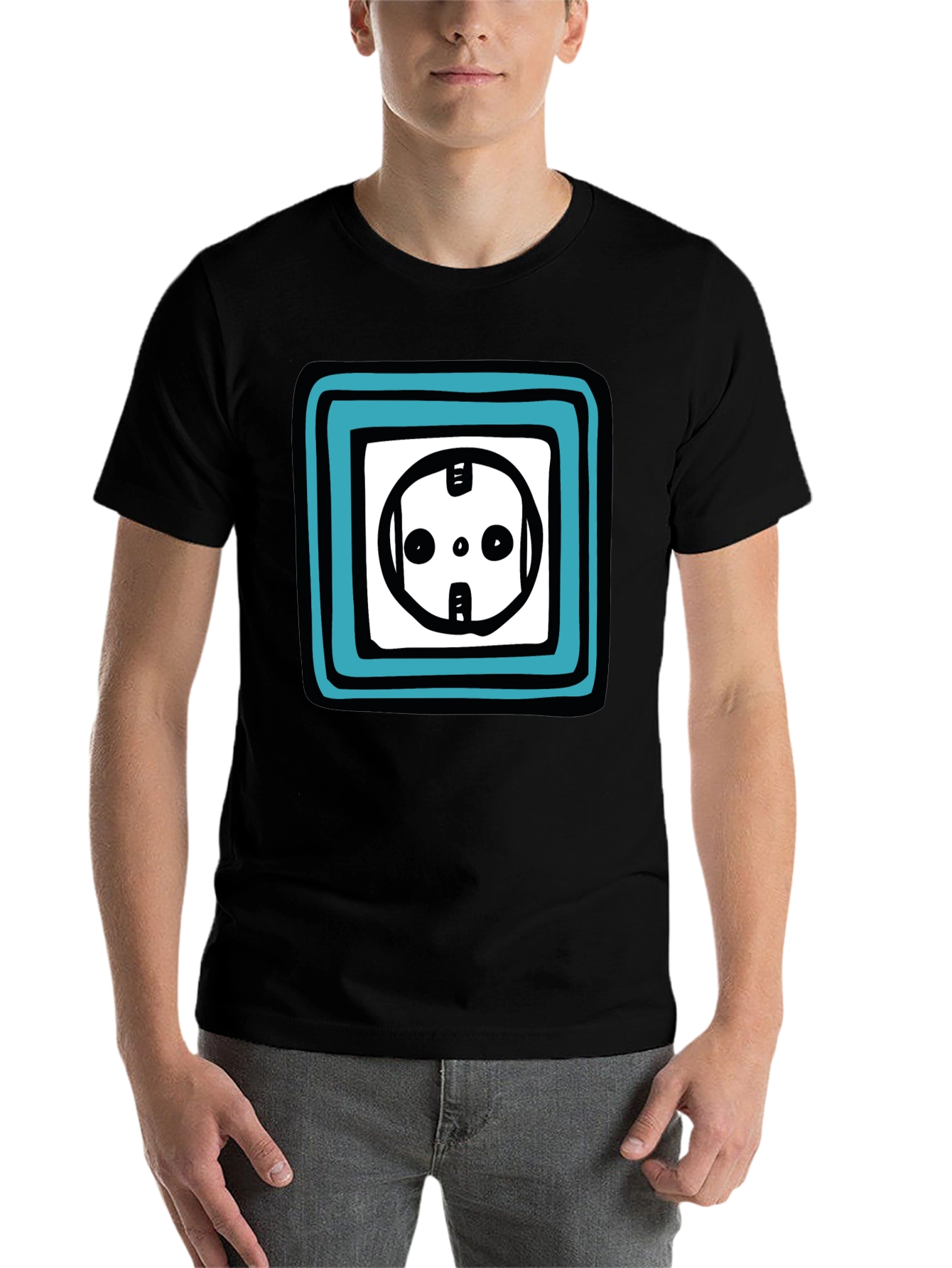 Black Electric Outlet Graphic T-Shirt - Funky Trendy Design view 7