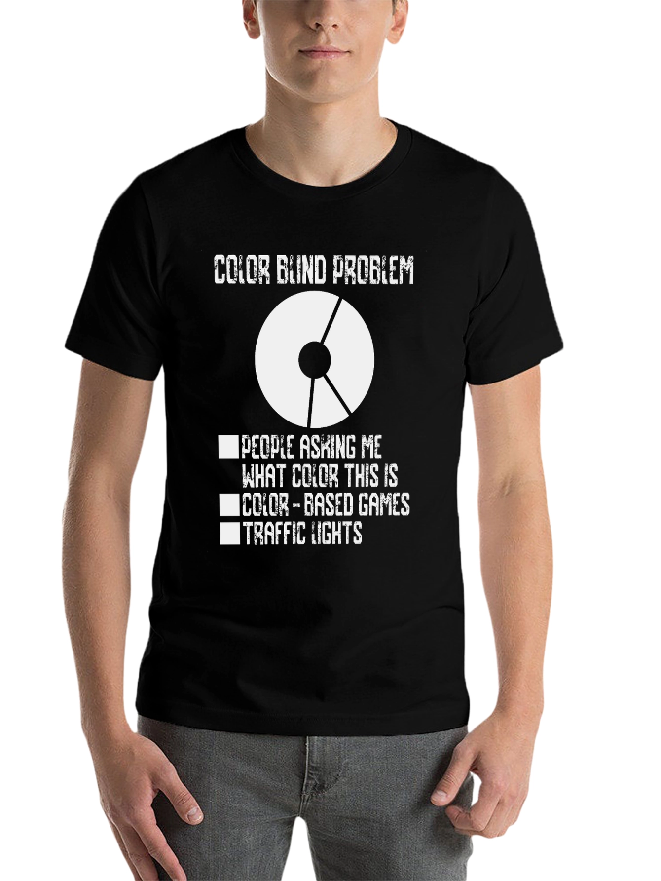 Black Color Blindness T-Shirt - Unique Graphic Tee view 7