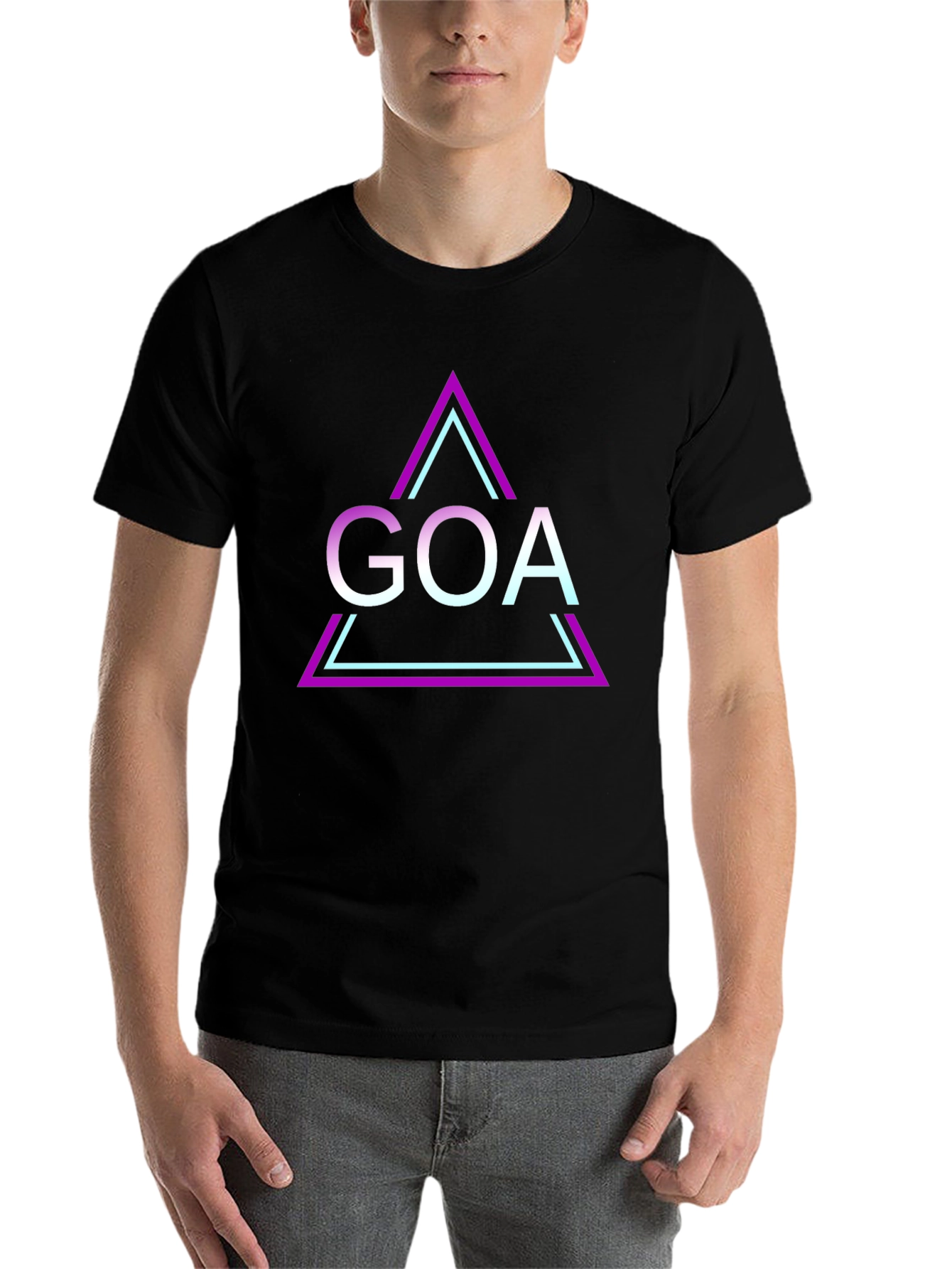 Black Goa Triangle Graphic Black T-Shirt view 7