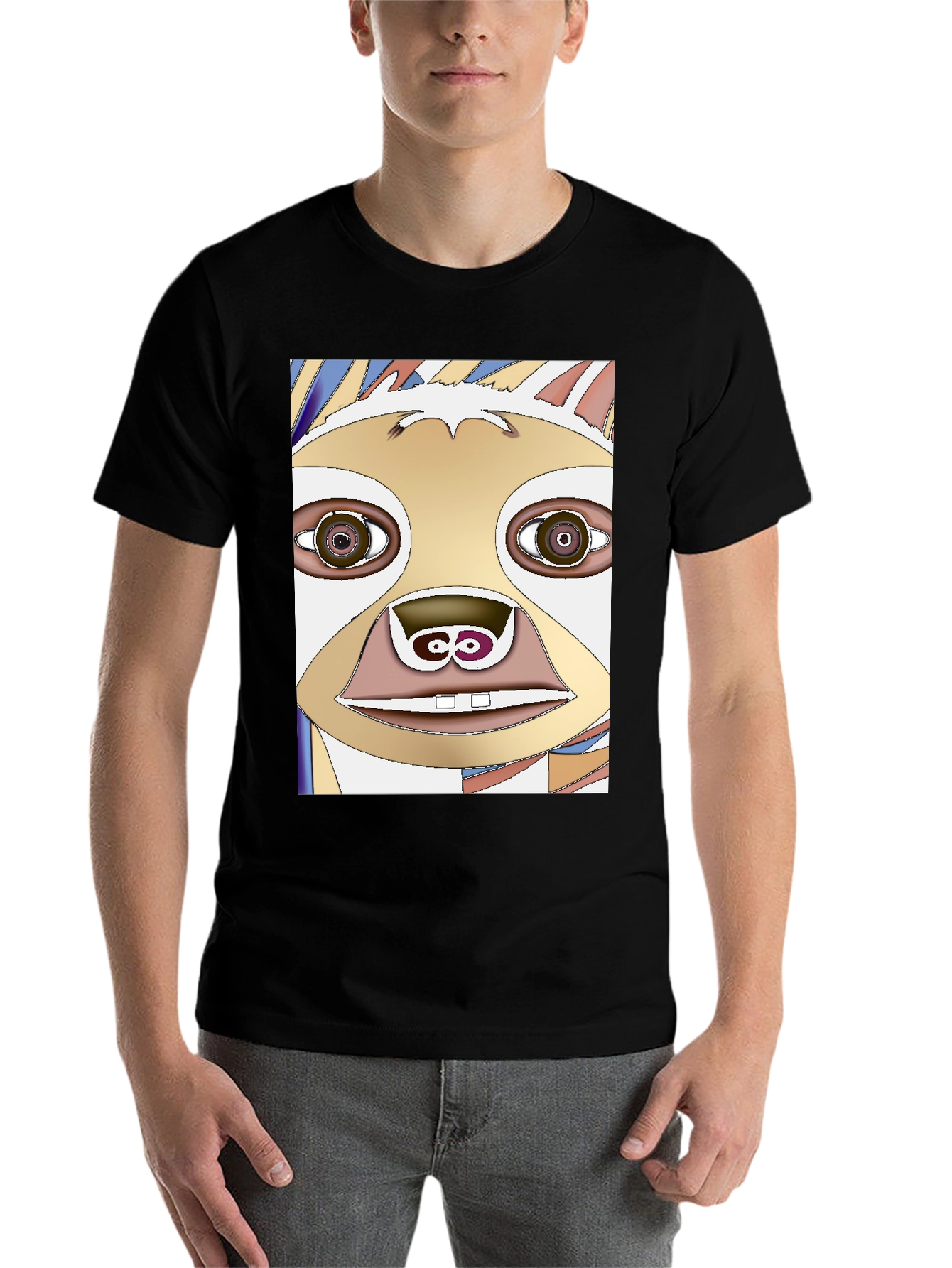 Black Abstract Sloth Graphic Tee - Unique Art Design view 7