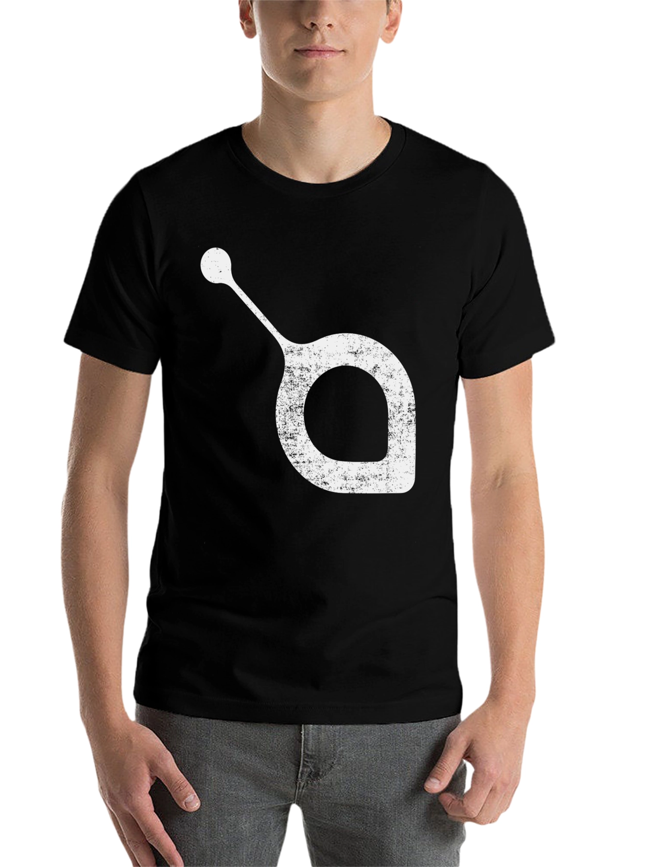 Black Unique White Graphic Print on Black T-Shirt view 7