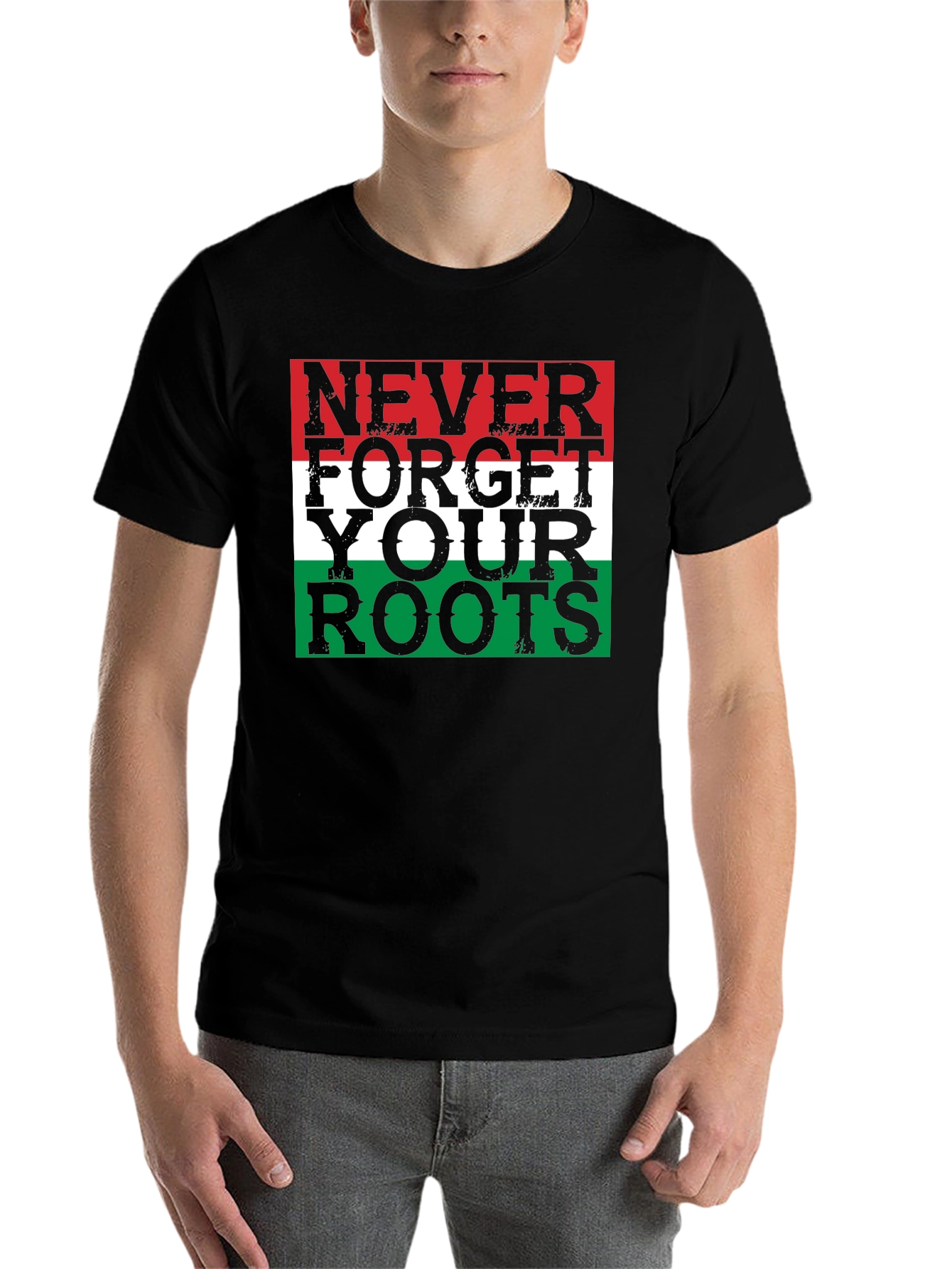 Black Never Forget Your Roots T-Shirt - Patriotic Design view 7