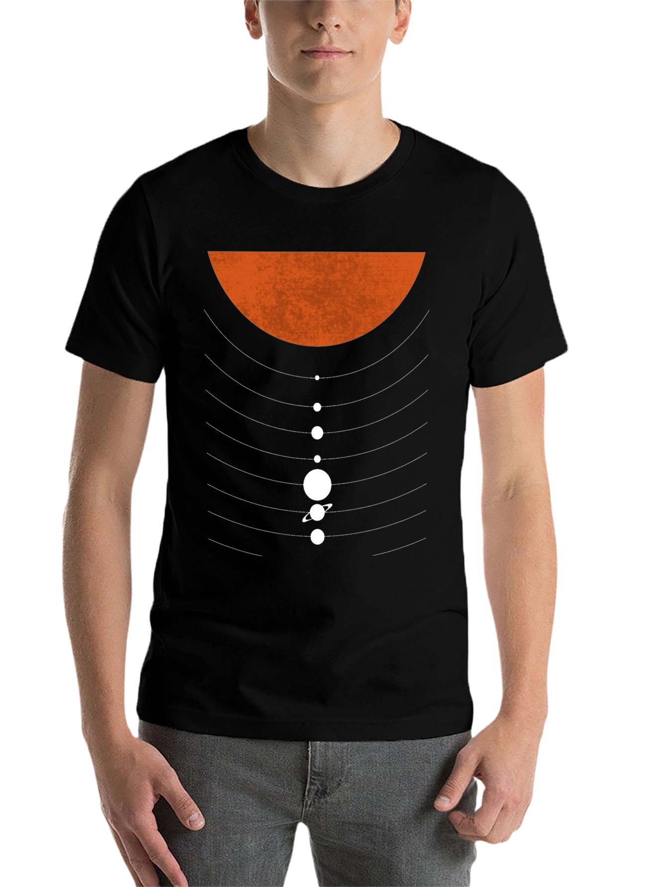 Black Planetary Orbit Graphic T-Shirt - Black Cotton Blend view 7
