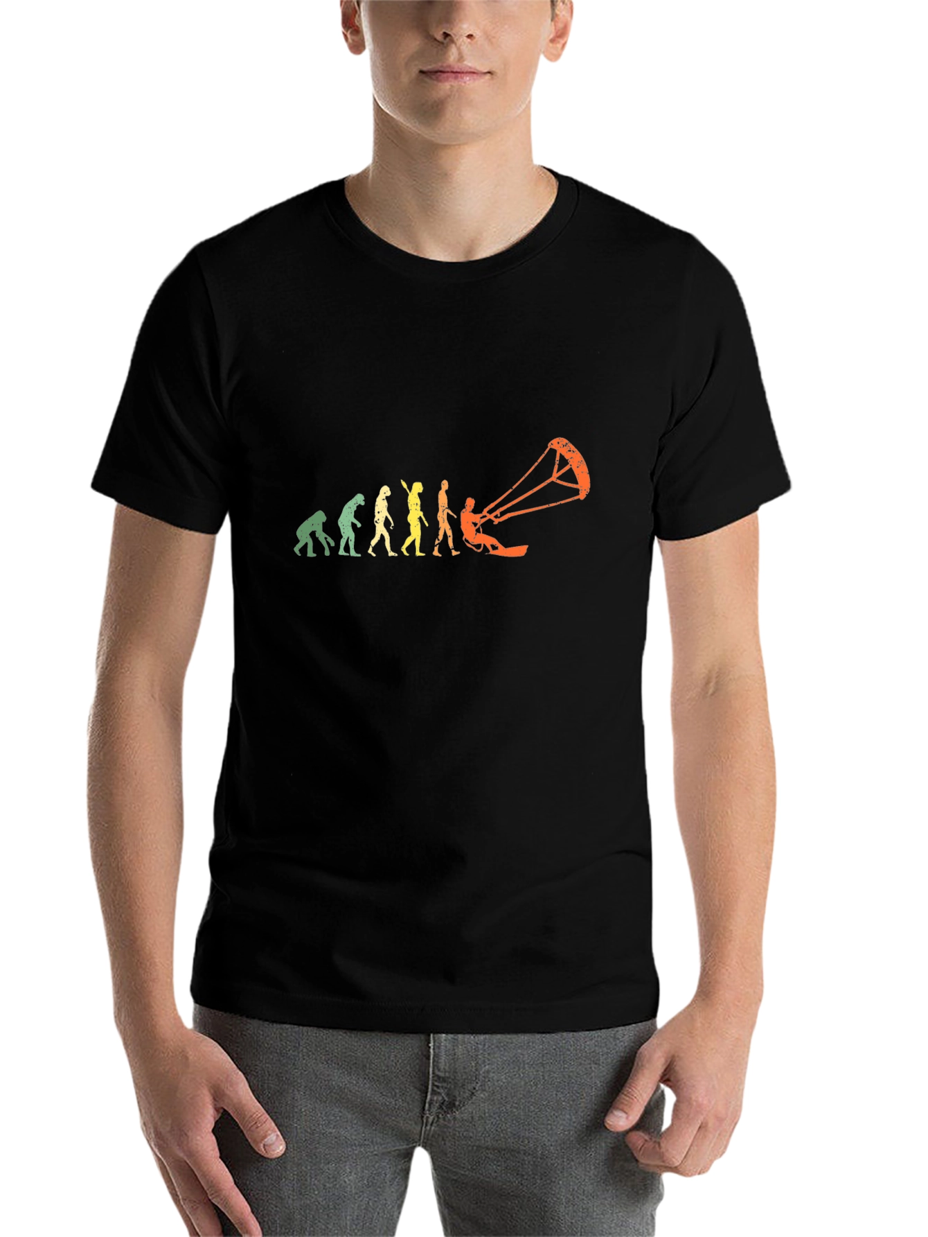 Black Evolution of Kiteboarding Black T-Shirt view 7