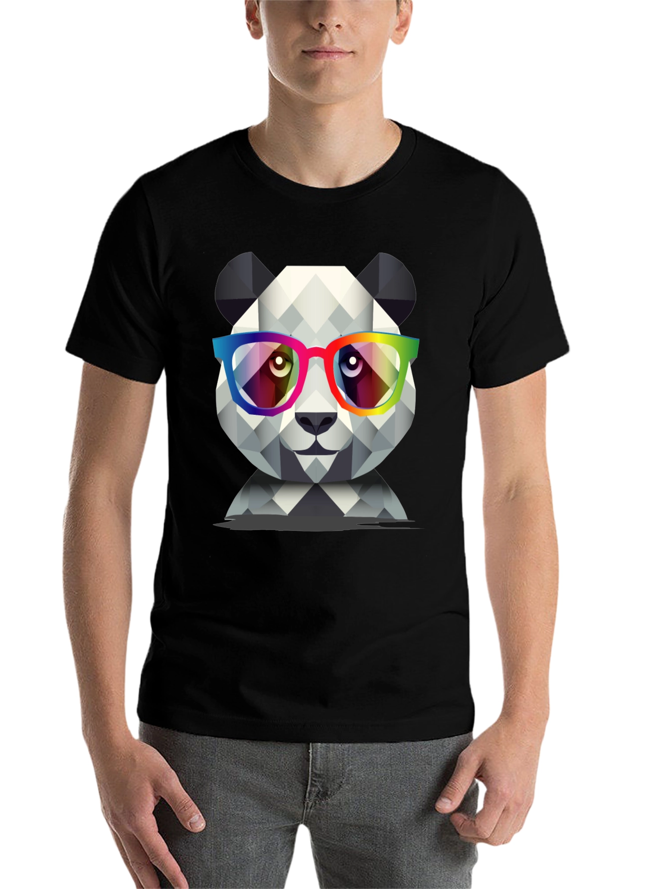 Black Geometric Panda T-Shirt view 7
