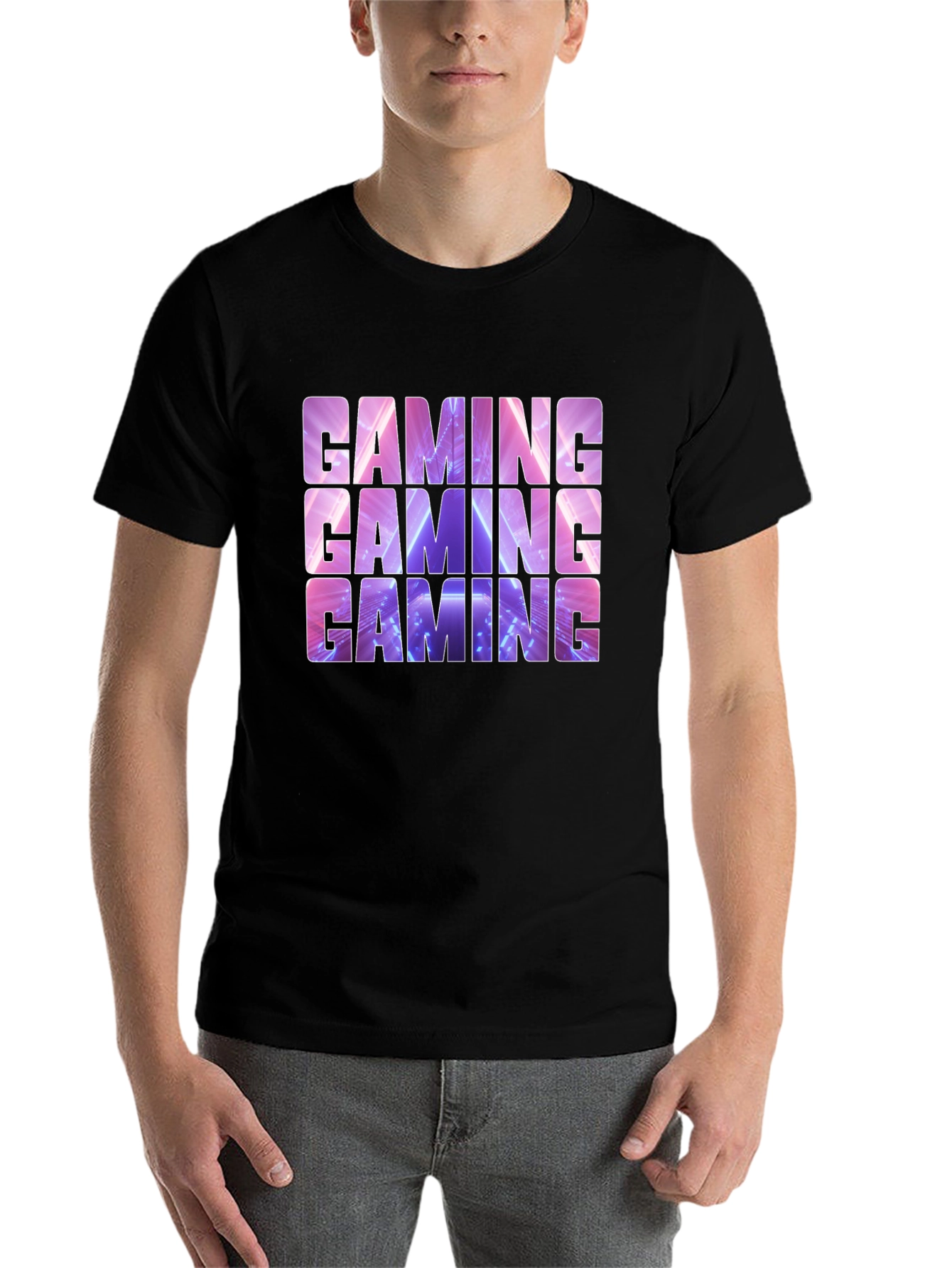 Black Gaming T-Shirt - Neon Design view 7
