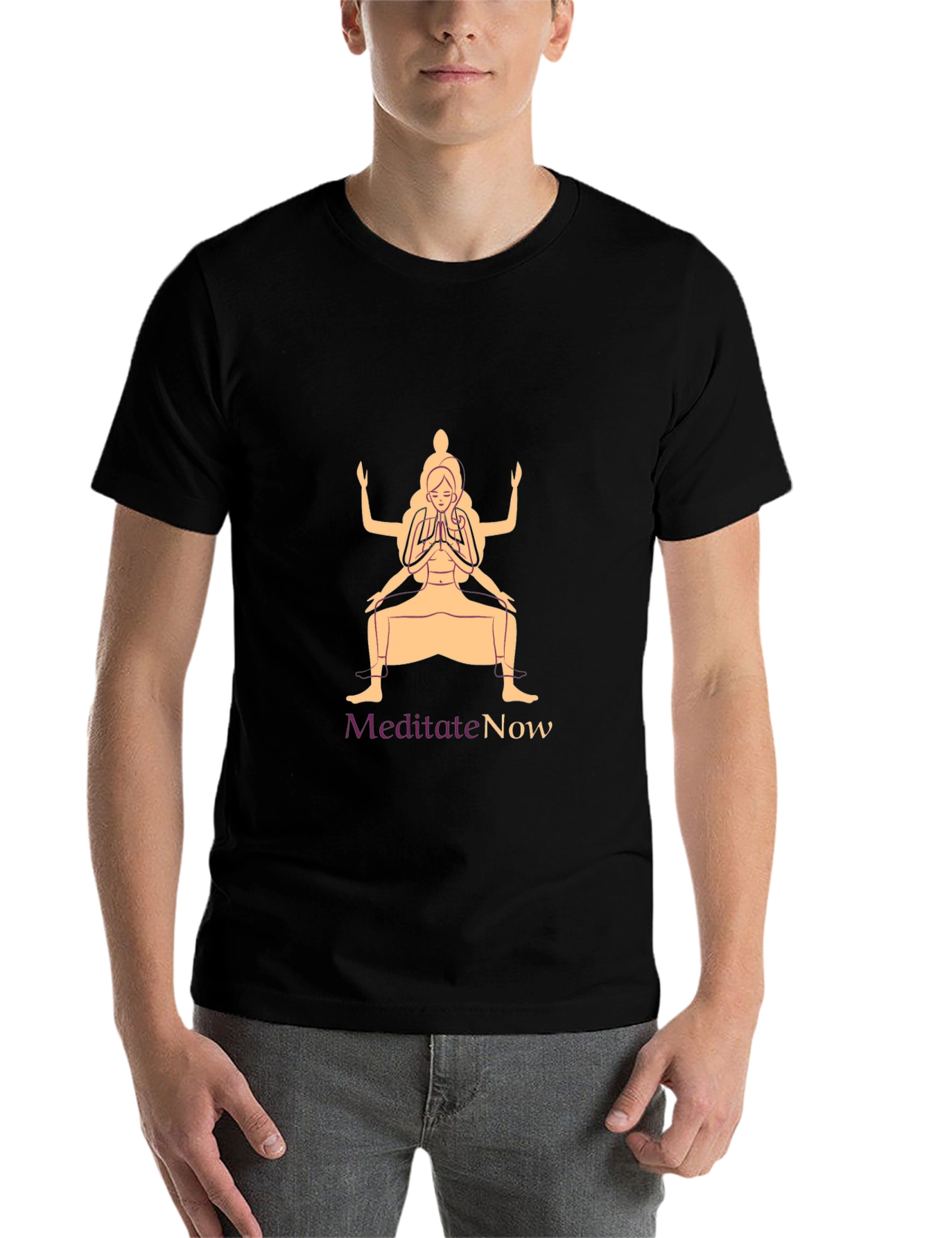 Black Meditate Now Graphic Tee - Yoga Zen Shirt view 7