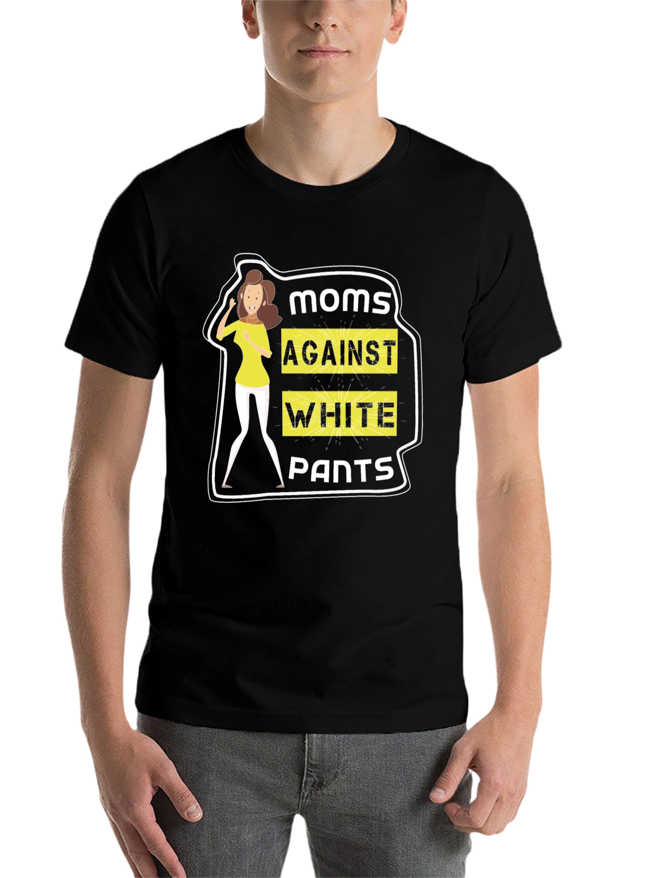 Black Moms Against White Pants Graphic Tee view 7