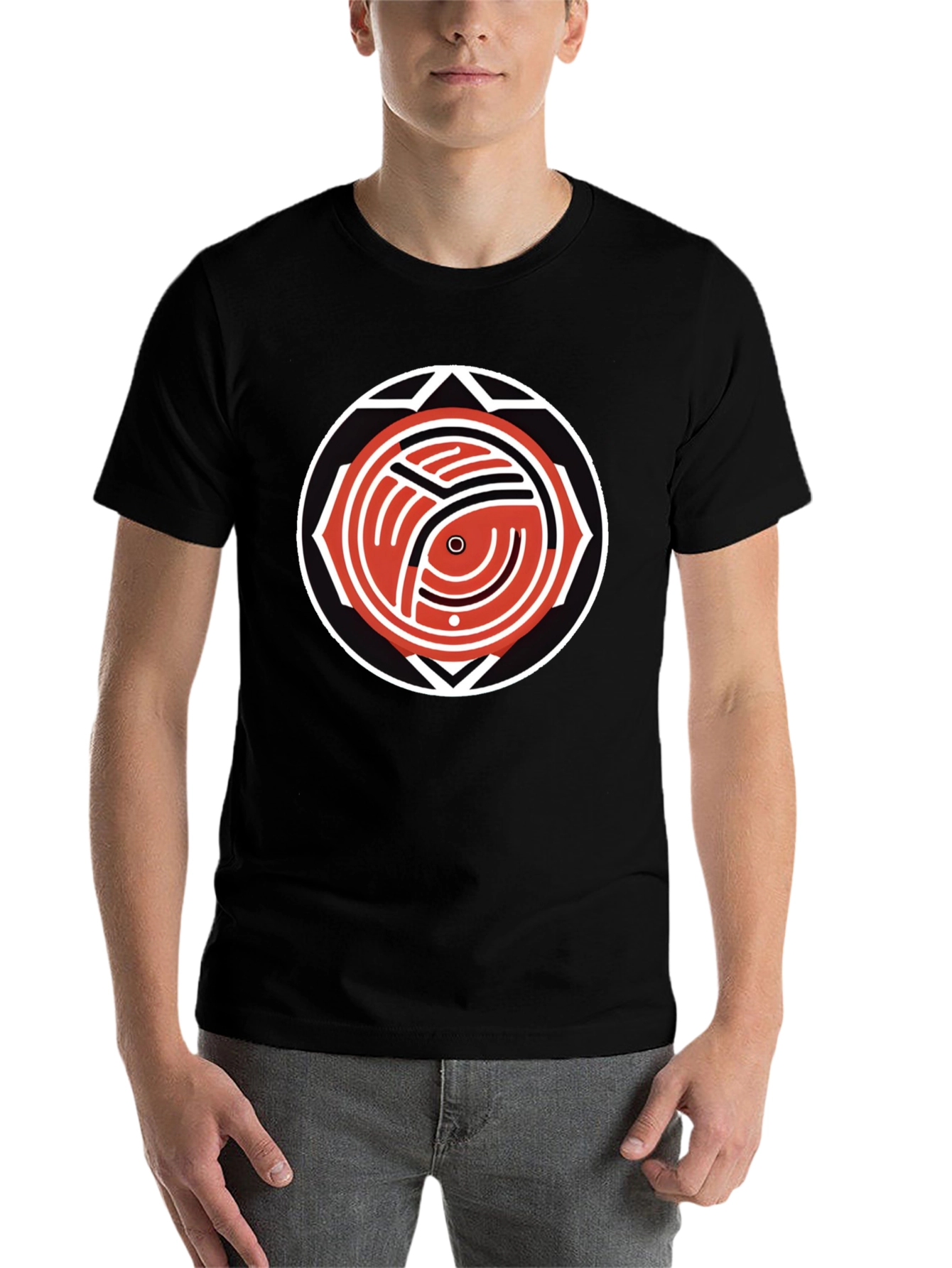 Black Abstract Graphic Print Black T-Shirt view 7