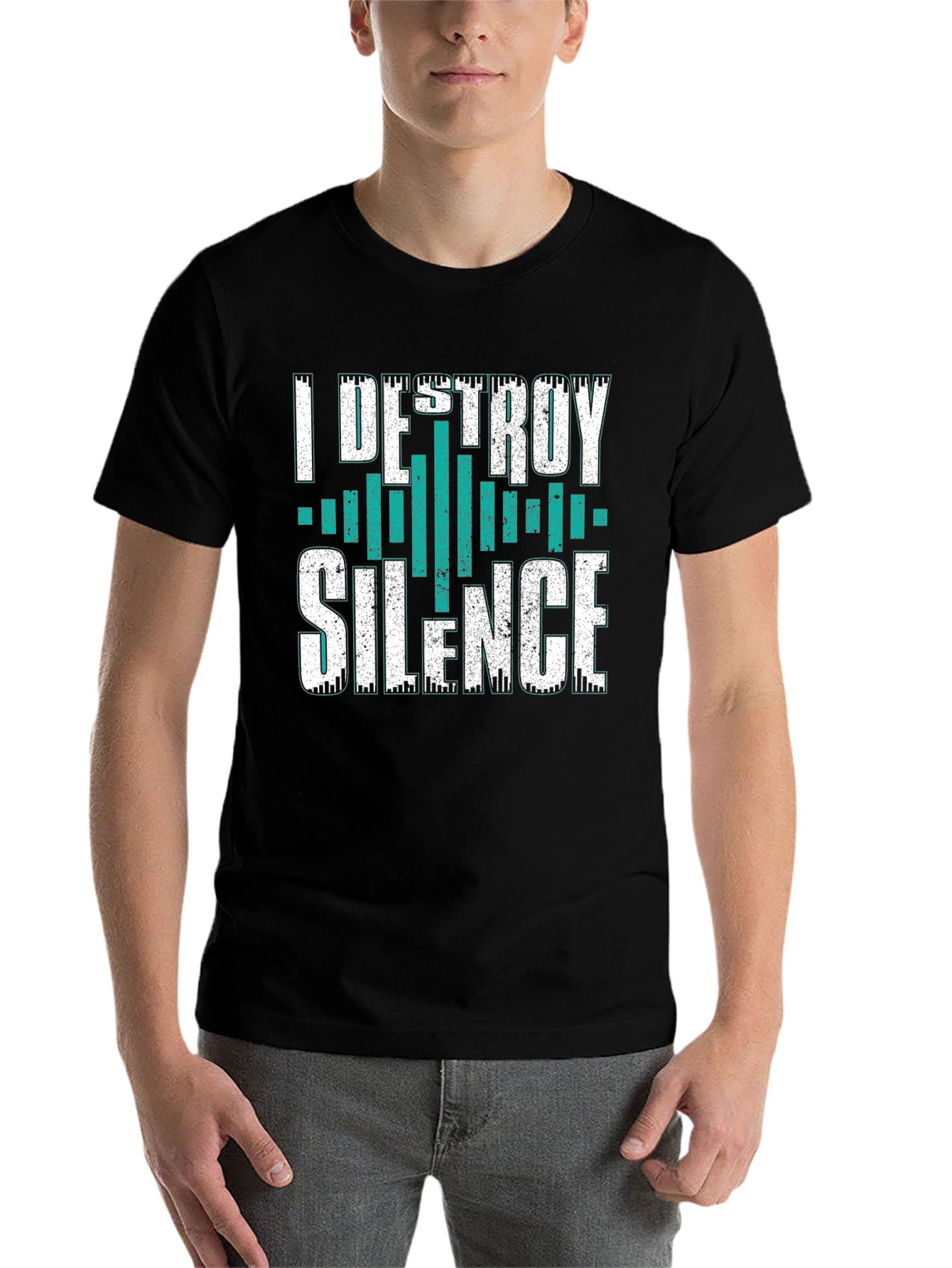 Black I Destroy Silence Graphic T-Shirt view 7
