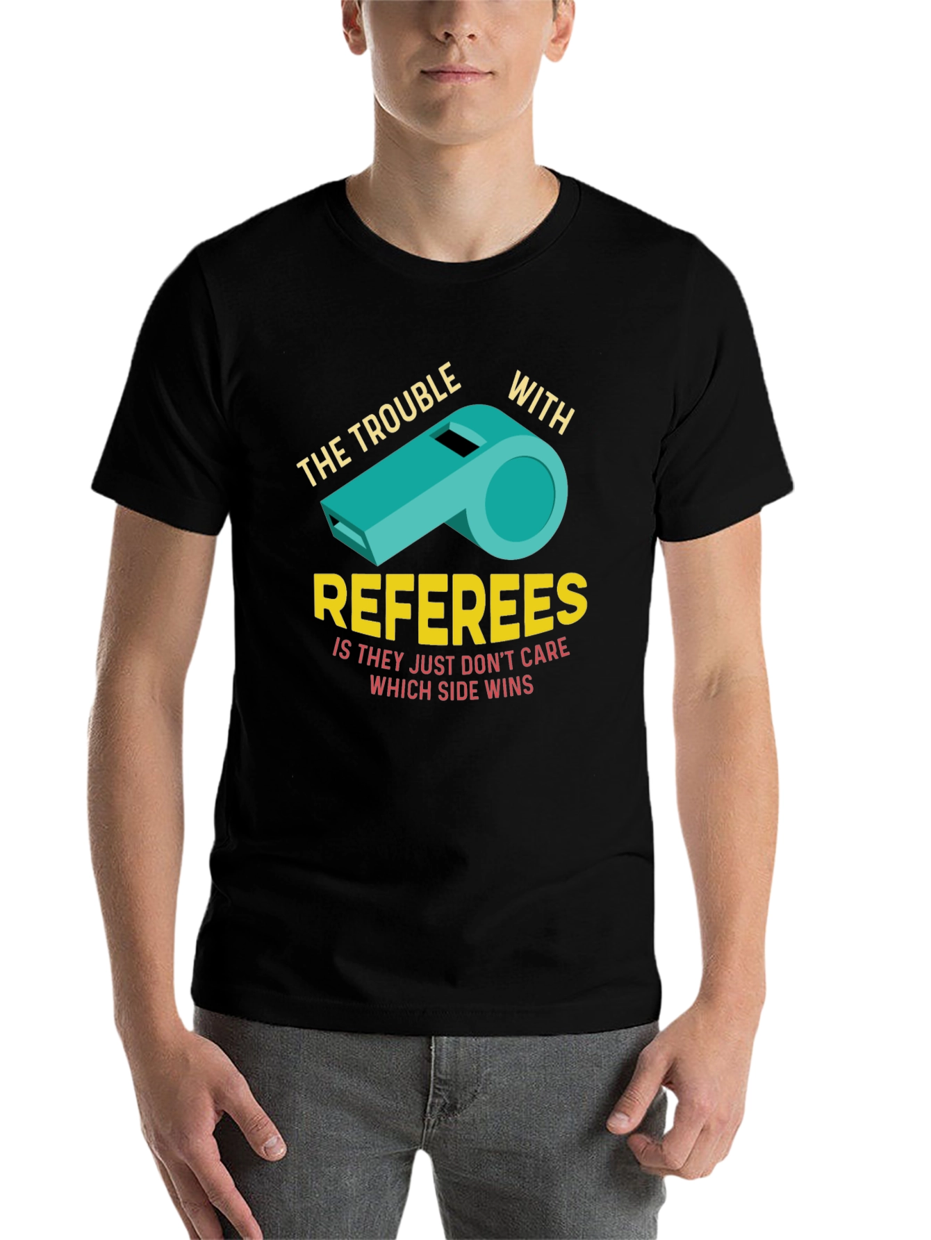 Black The Trouble With Referees Funny T-Shirt view 7