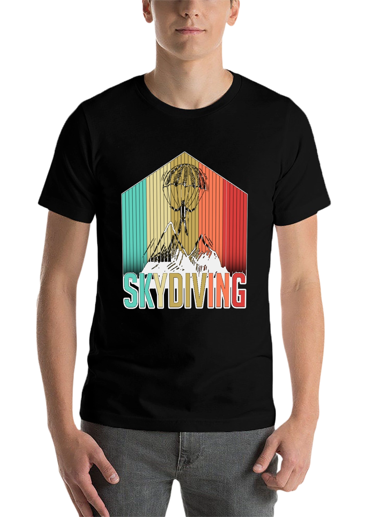 Black Retro Skydiving T-Shirt - Vintage Style Adventure Tee view 7