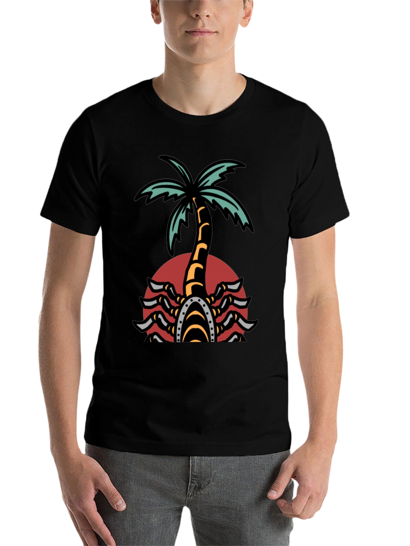 Black Palm Tree Scorpion Graphic T-Shirt view 7