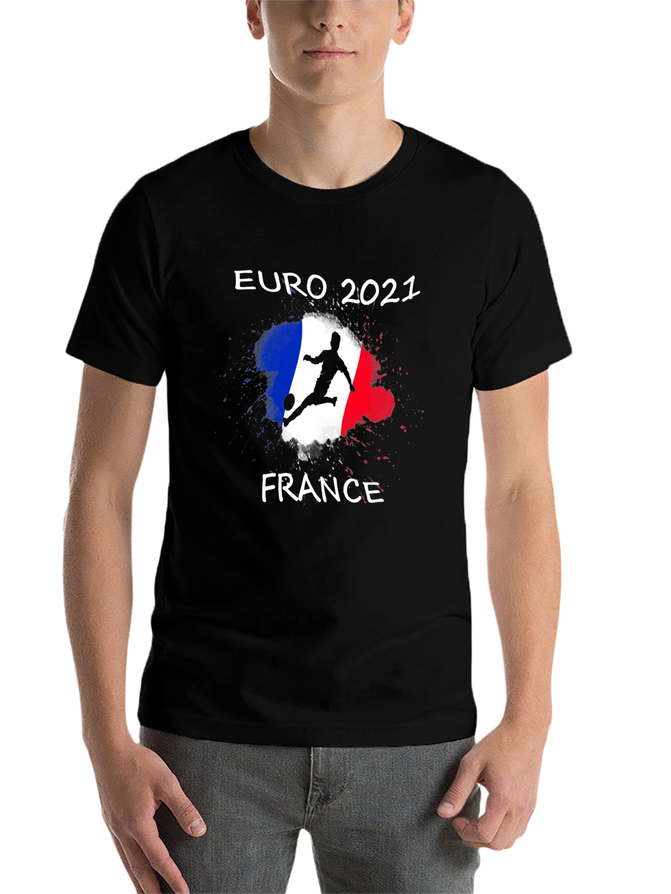 Black Euro 2021 France Soccer T-Shirt view 7