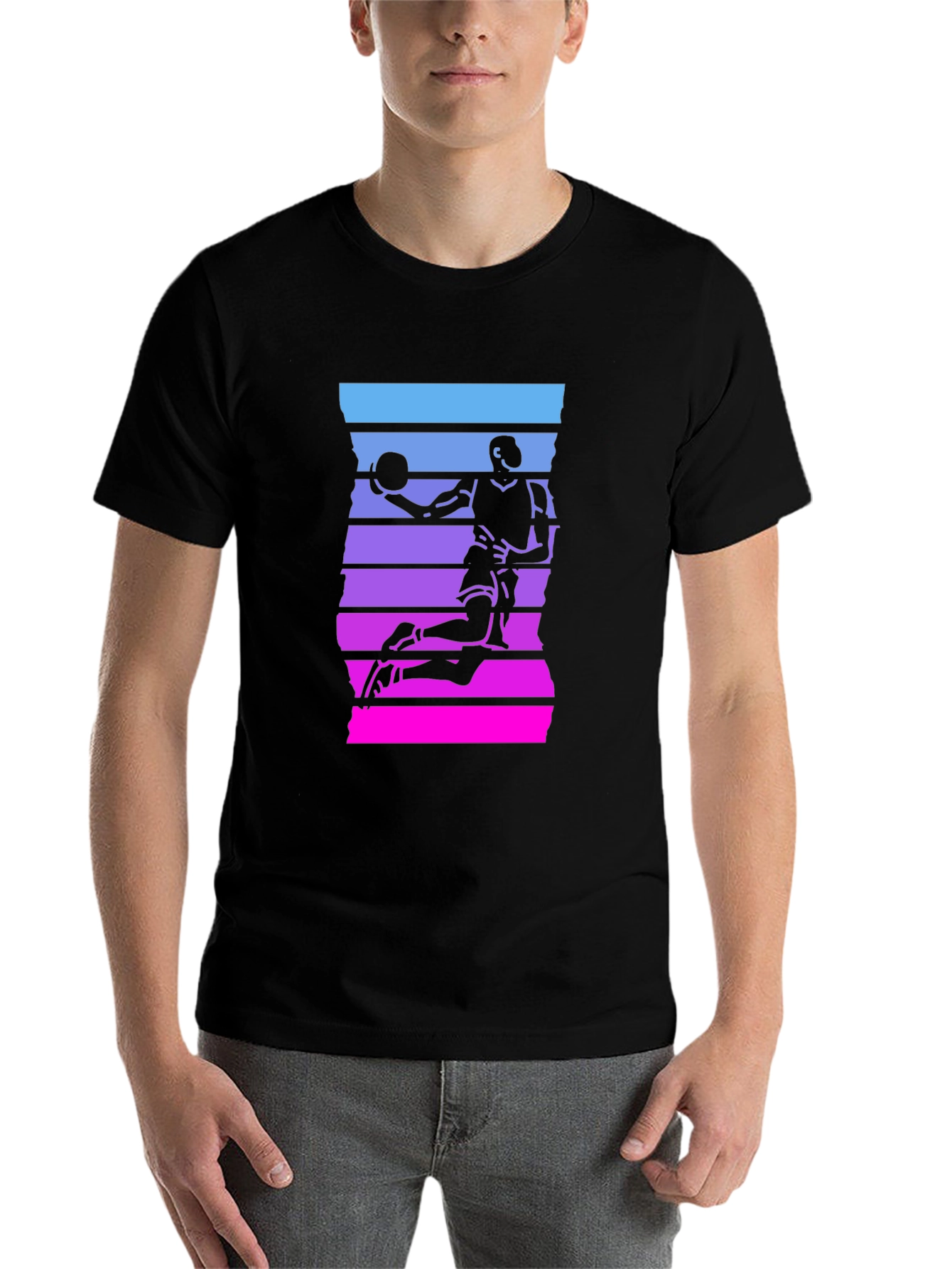 Black Retro Basketball Player Graphic Tee view 7
