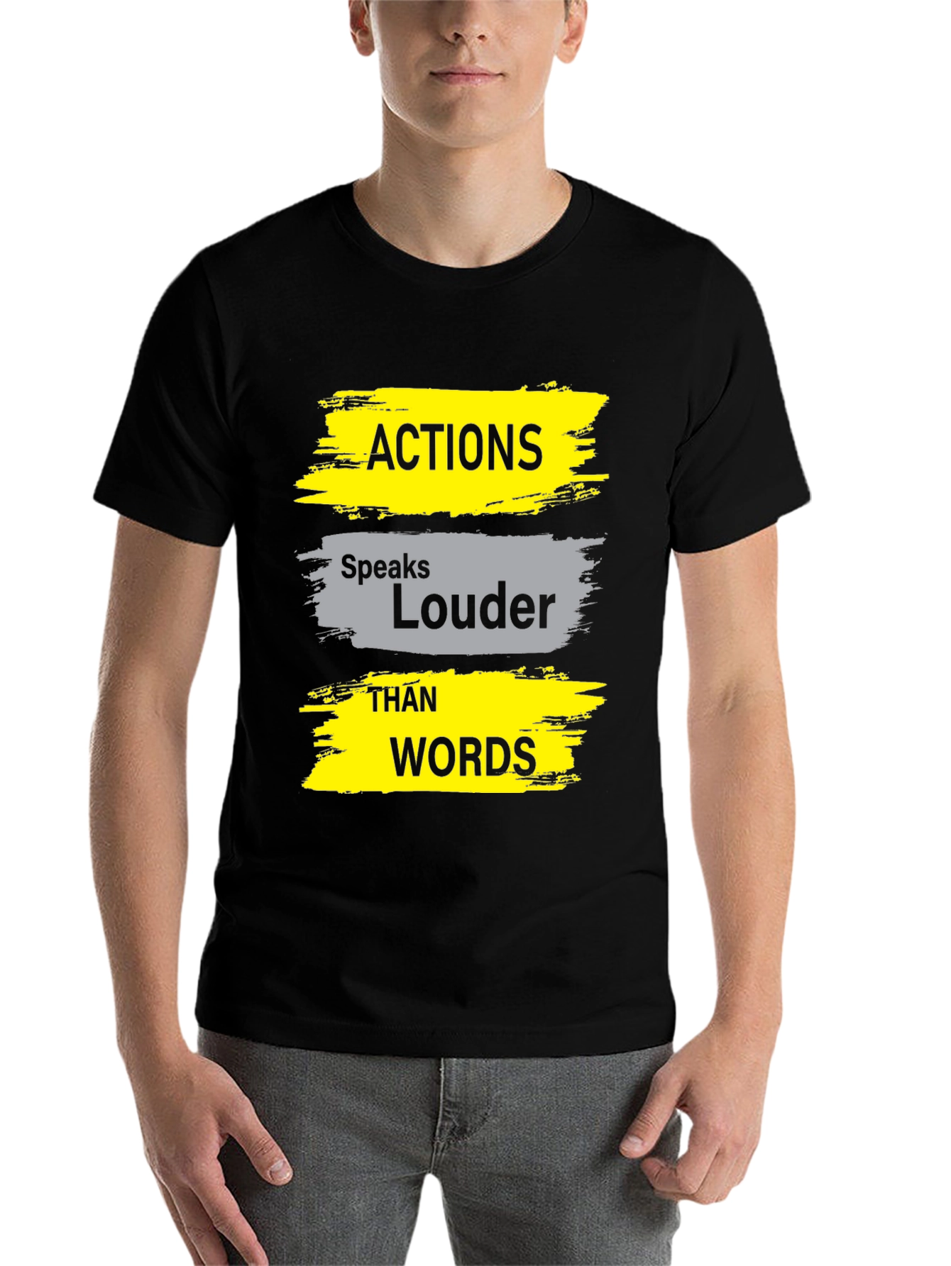 Black Actions Speak Louder Black Graphic Tee view 7