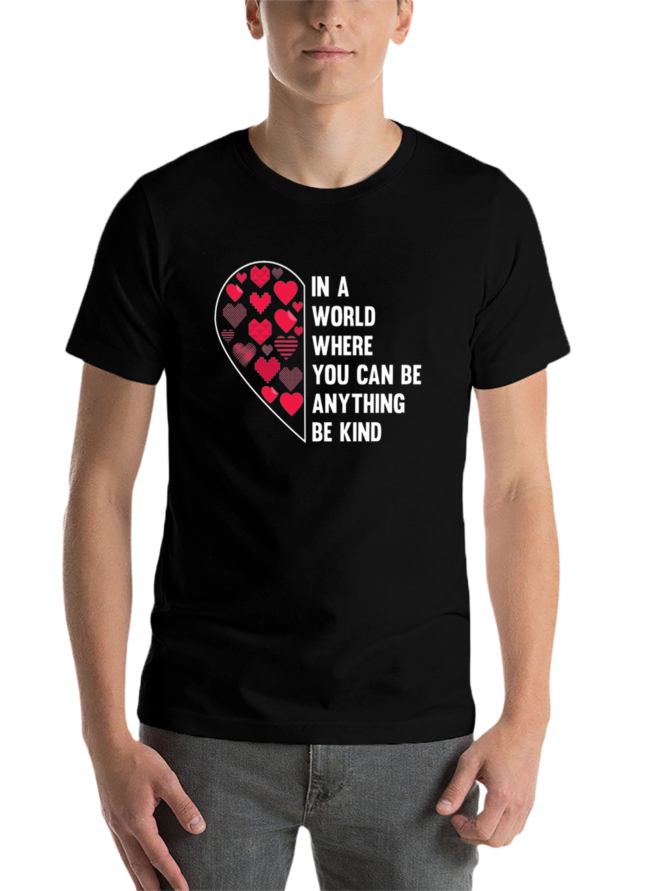 Black Be Kind Heart Graphic T-Shirt view 7