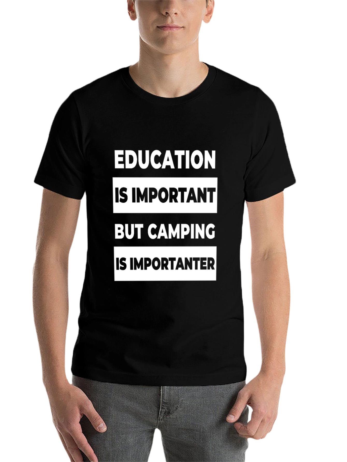 Black Camping Is Importanter Funny Graphic Tee view 7