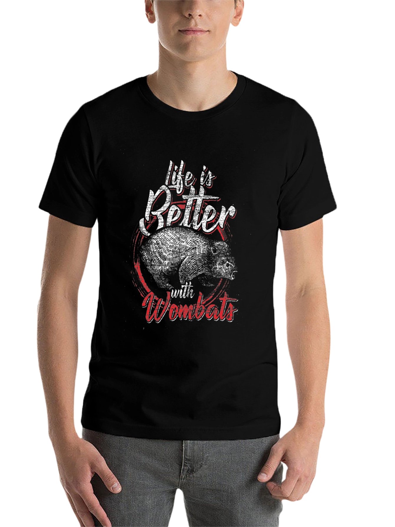 Black Life is Better with Wombats Black T-Shirt view 7